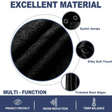 Grommet Blackout Weave Embossed Velvet Curtain Black