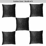 Weave Embossed Velvet Cushion Cover Black