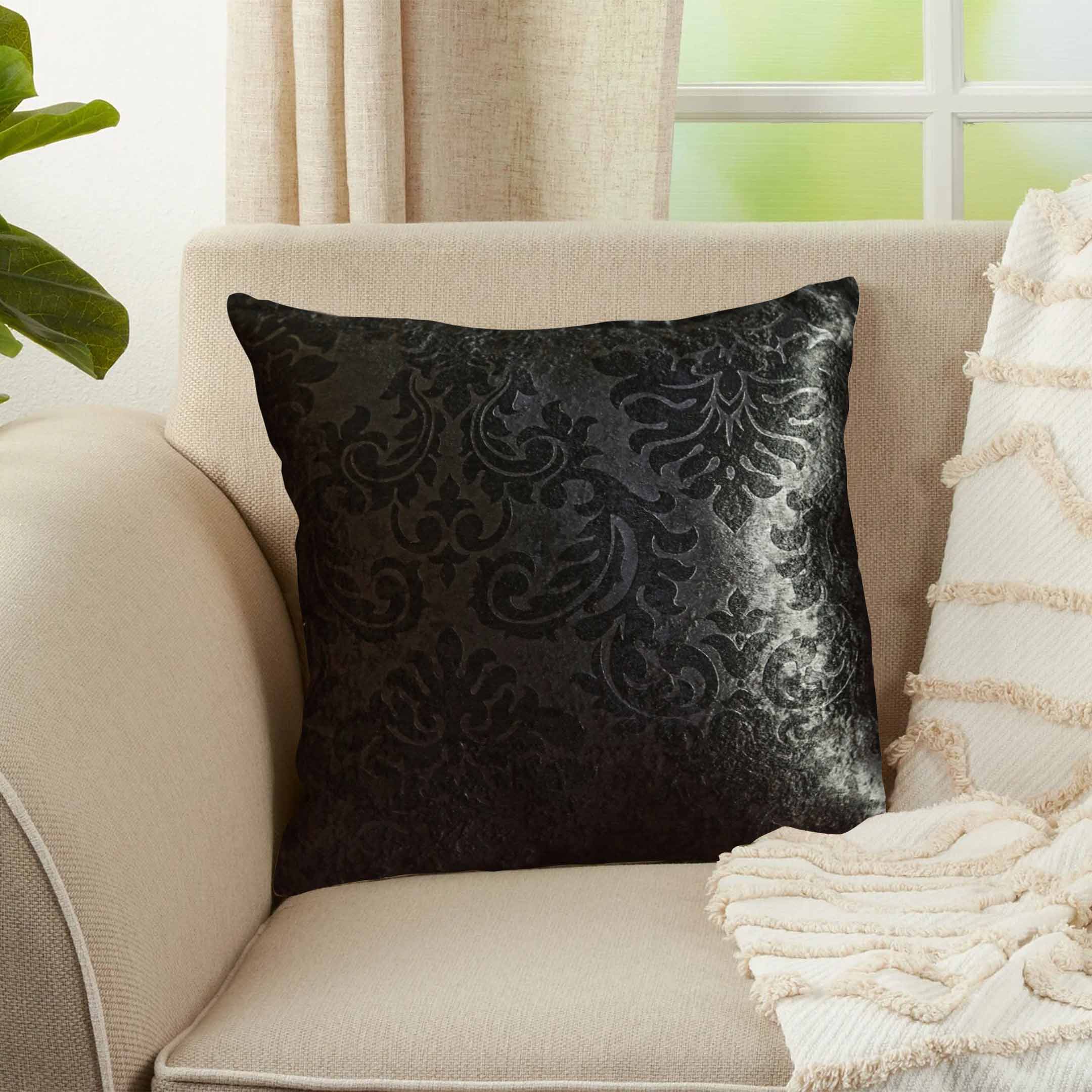 Weave Embossed Jacquard Cushion Cover Black