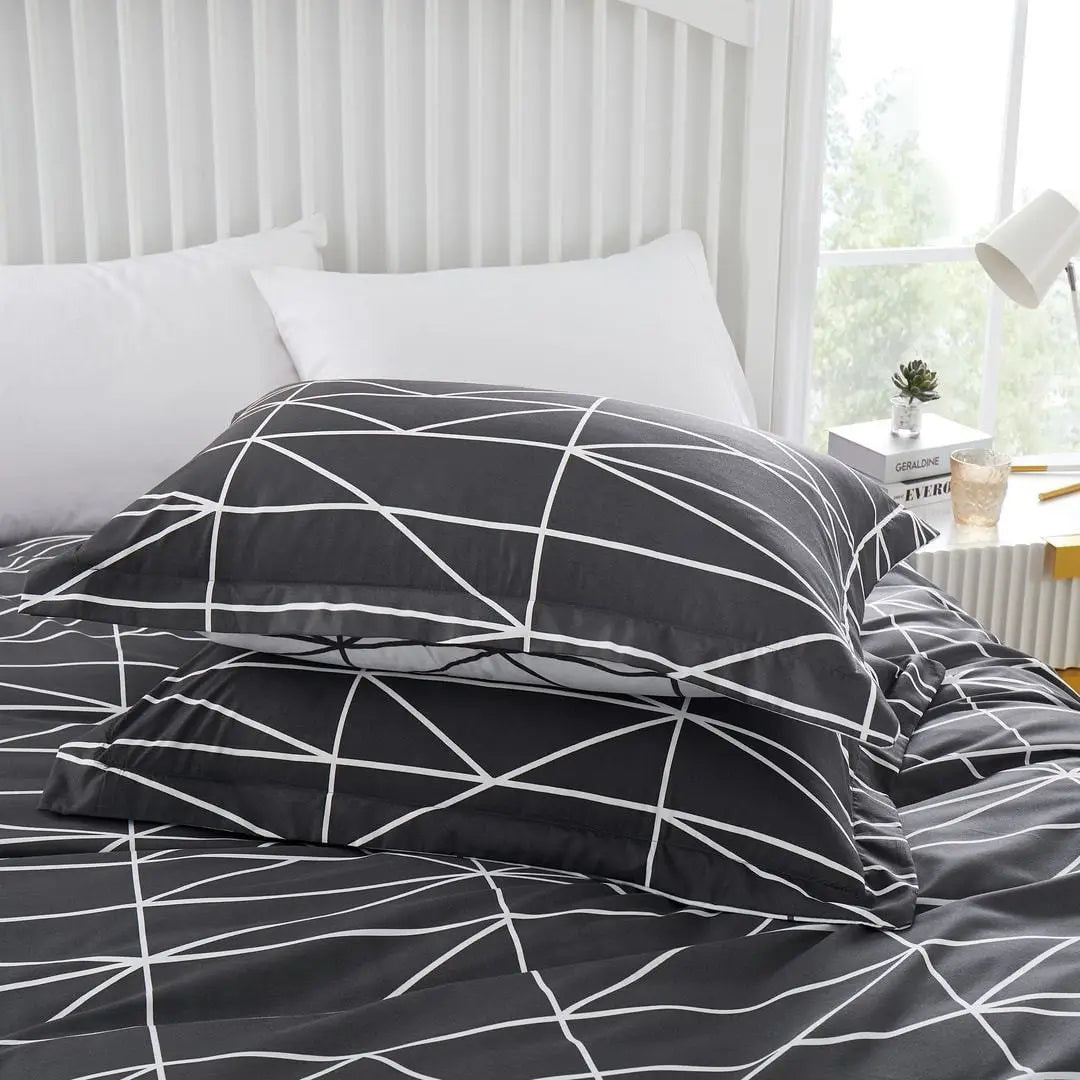 Black Equilateral Triangle Design Microfiber Duvet Cover Set