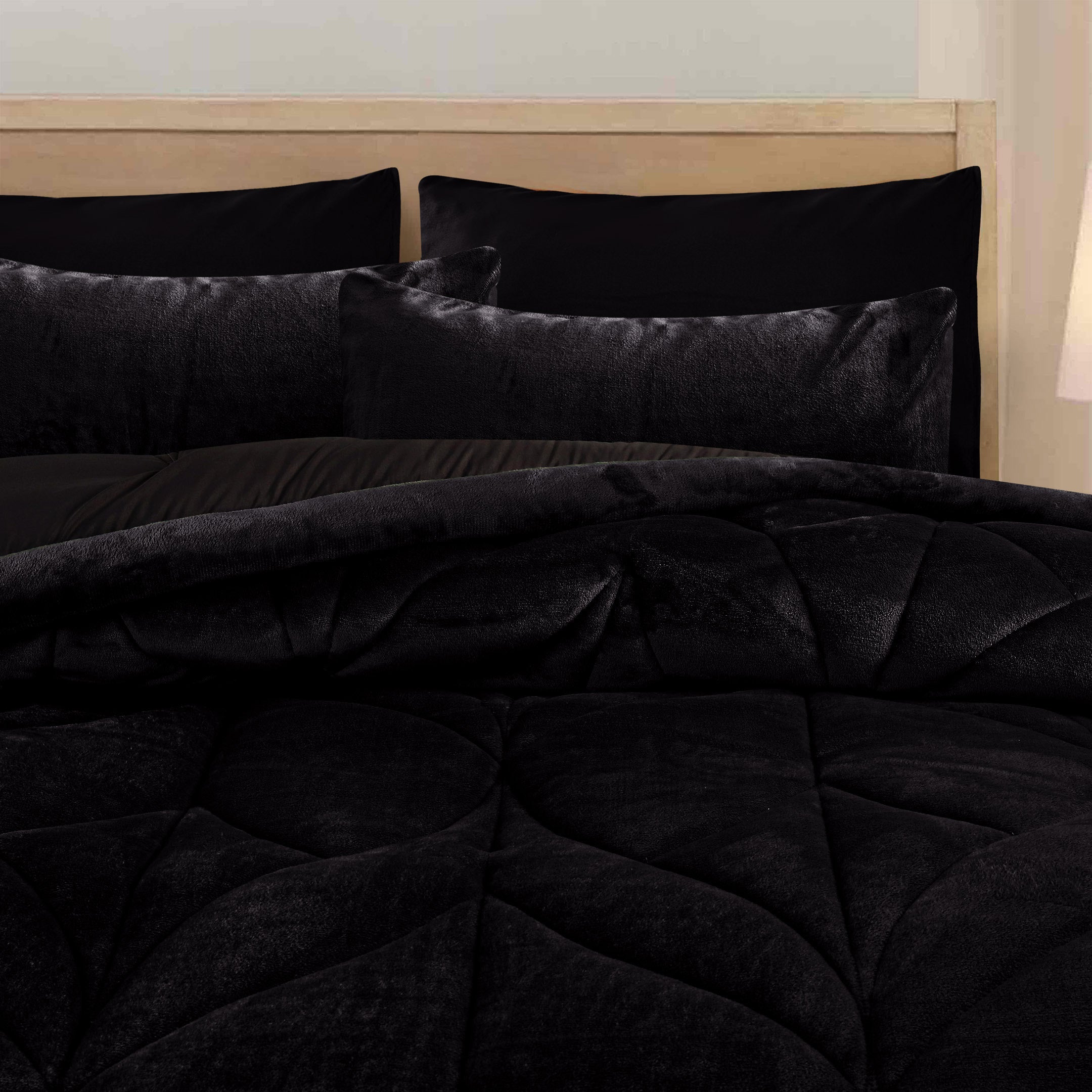 Diamond Puff Quilted 6pc Set-Black