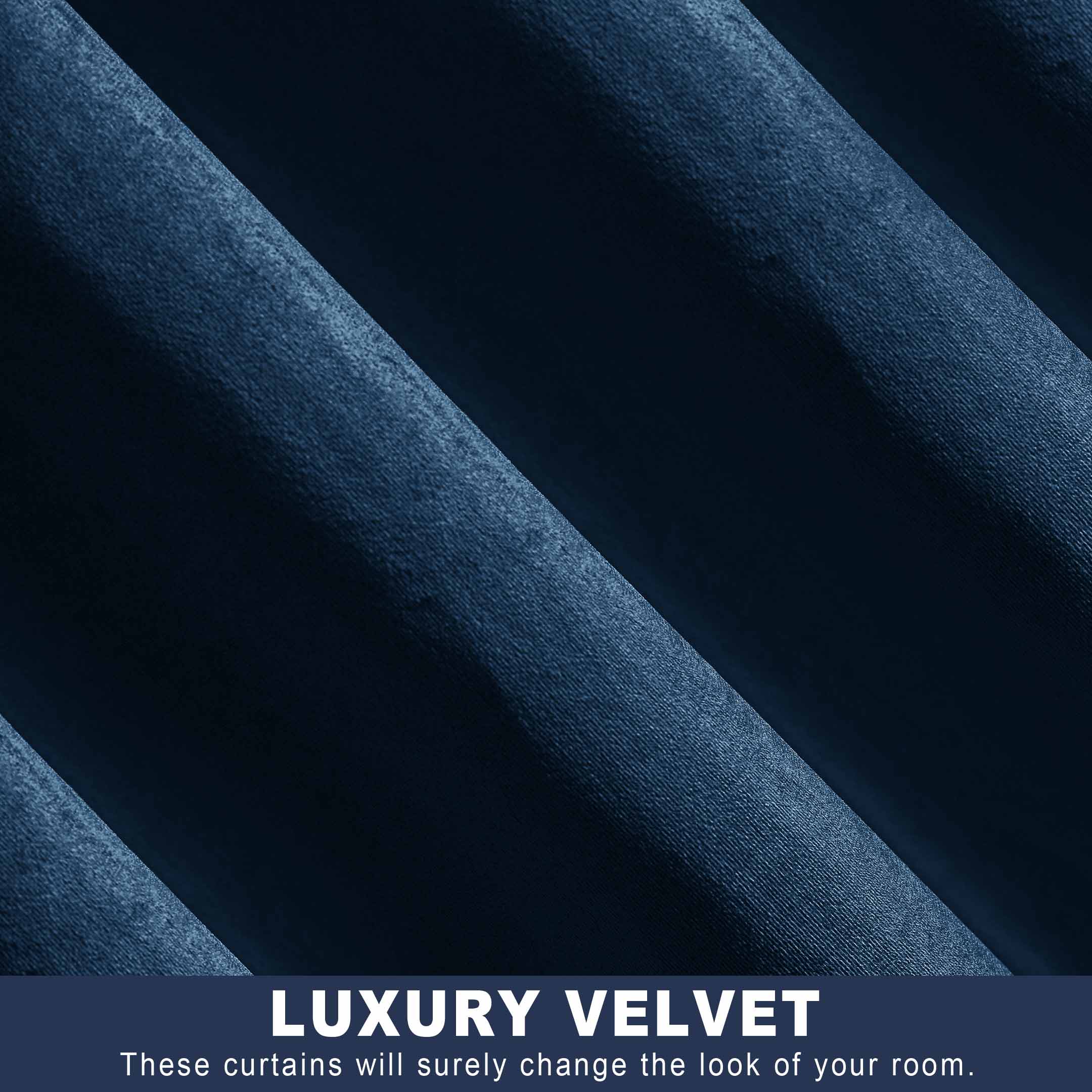 Ultra soft Grommet Top Velvet Curtain Navy