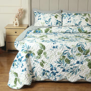 Blue Orchard Summer Quilted Bedspread