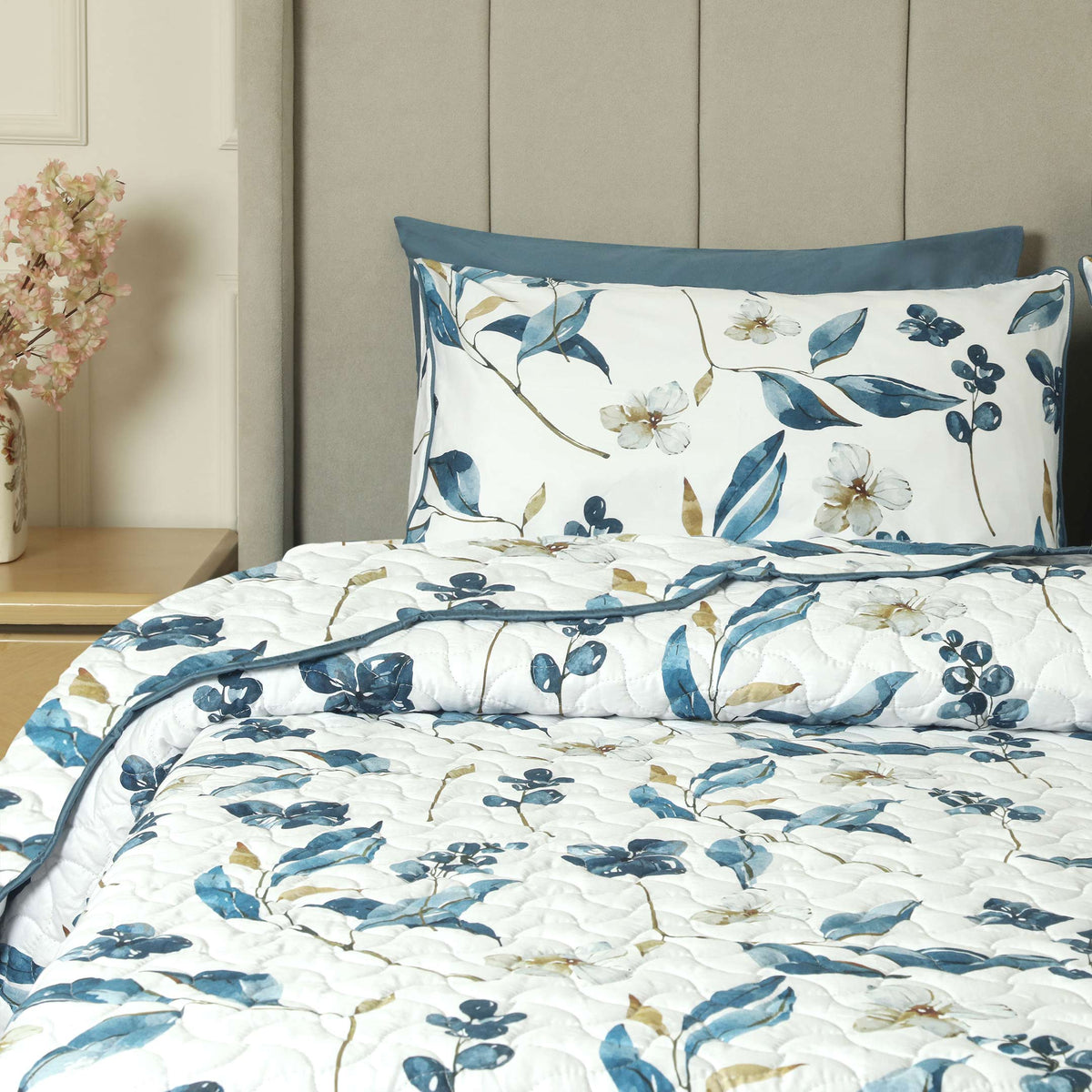 Bluebell Mist Summer Quilted Bedspread