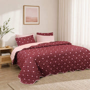 Blush Polka Quilted Summer Bedspread 3PCS Set