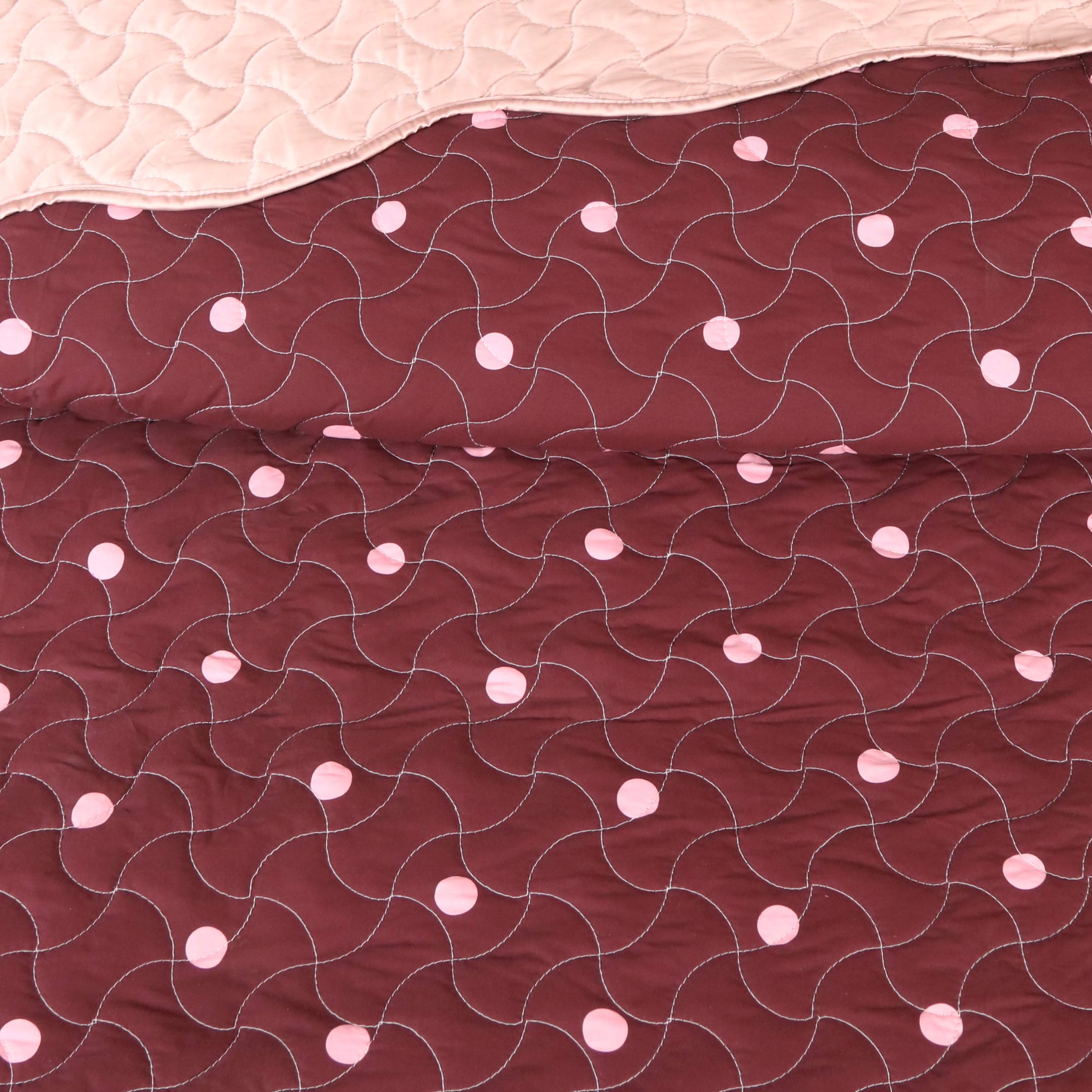 Blush Polka Quilted Summer Bedspread 3PCS Set