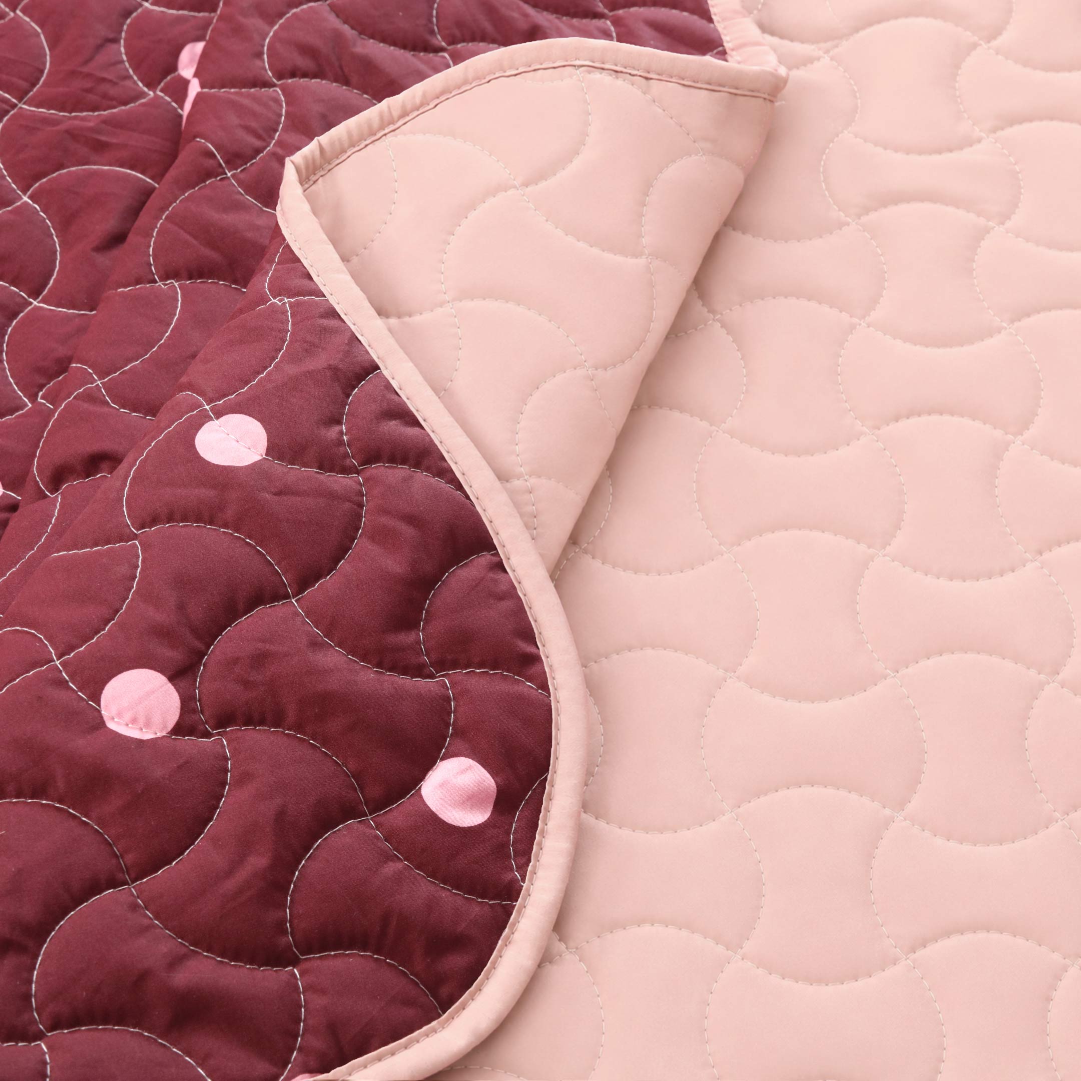 Blush Polka Quilted Summer Bedspread 3PCS Set