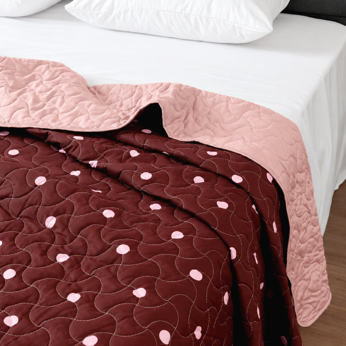 Blush Polka Lightweight Quilted Blanket
