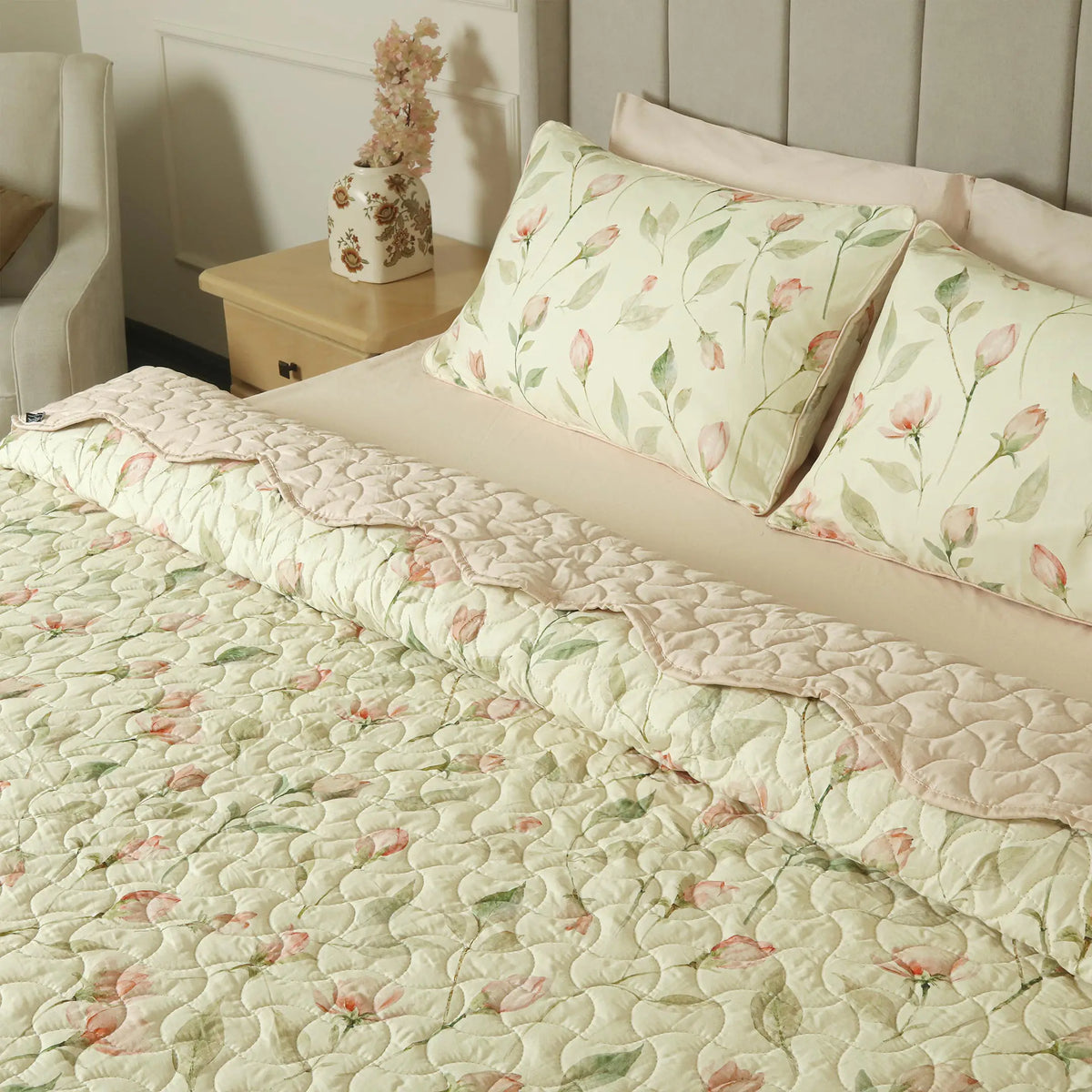 Blush Serenity Summer Quilted Bedspread