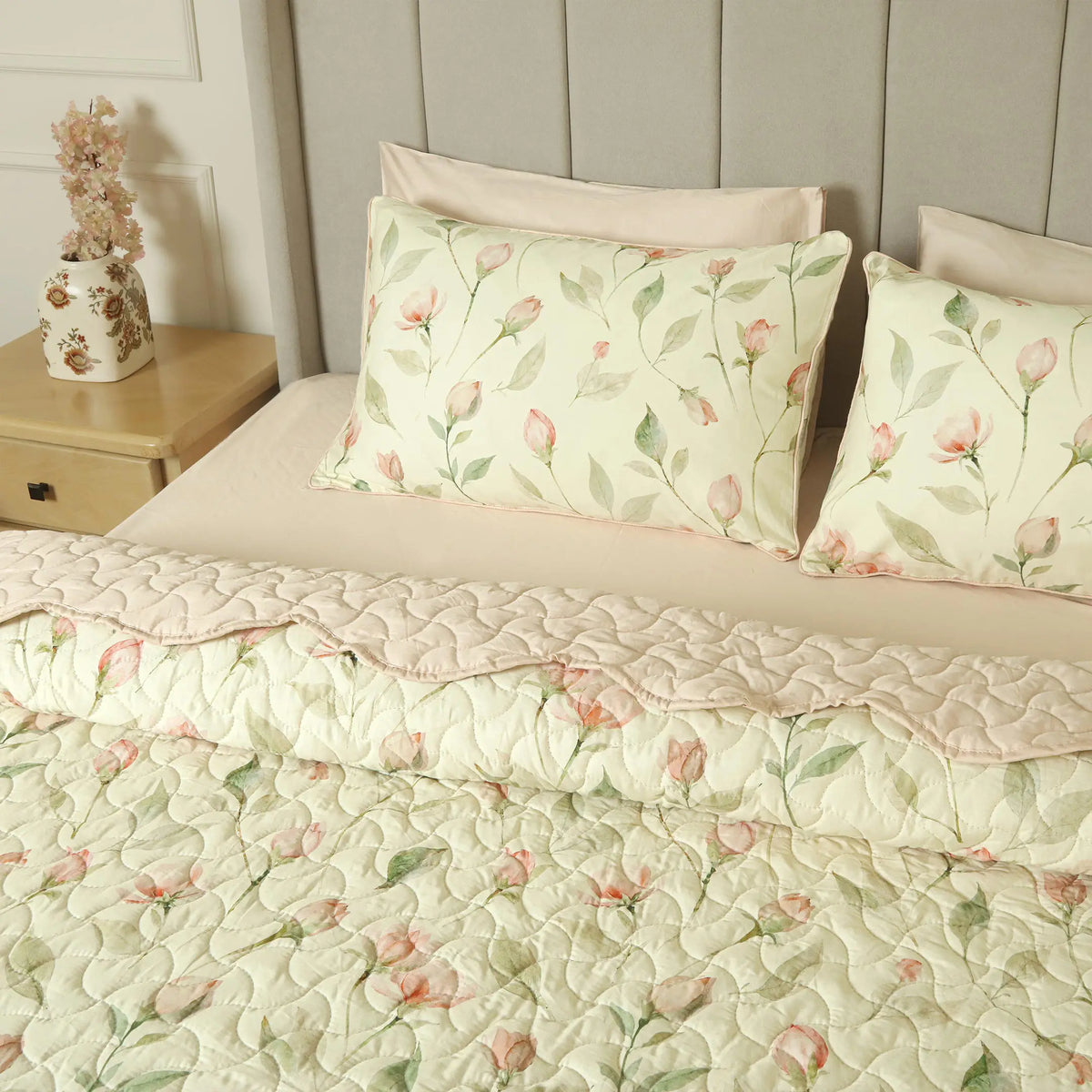 Blush Serenity Summer Quilted Bedspread