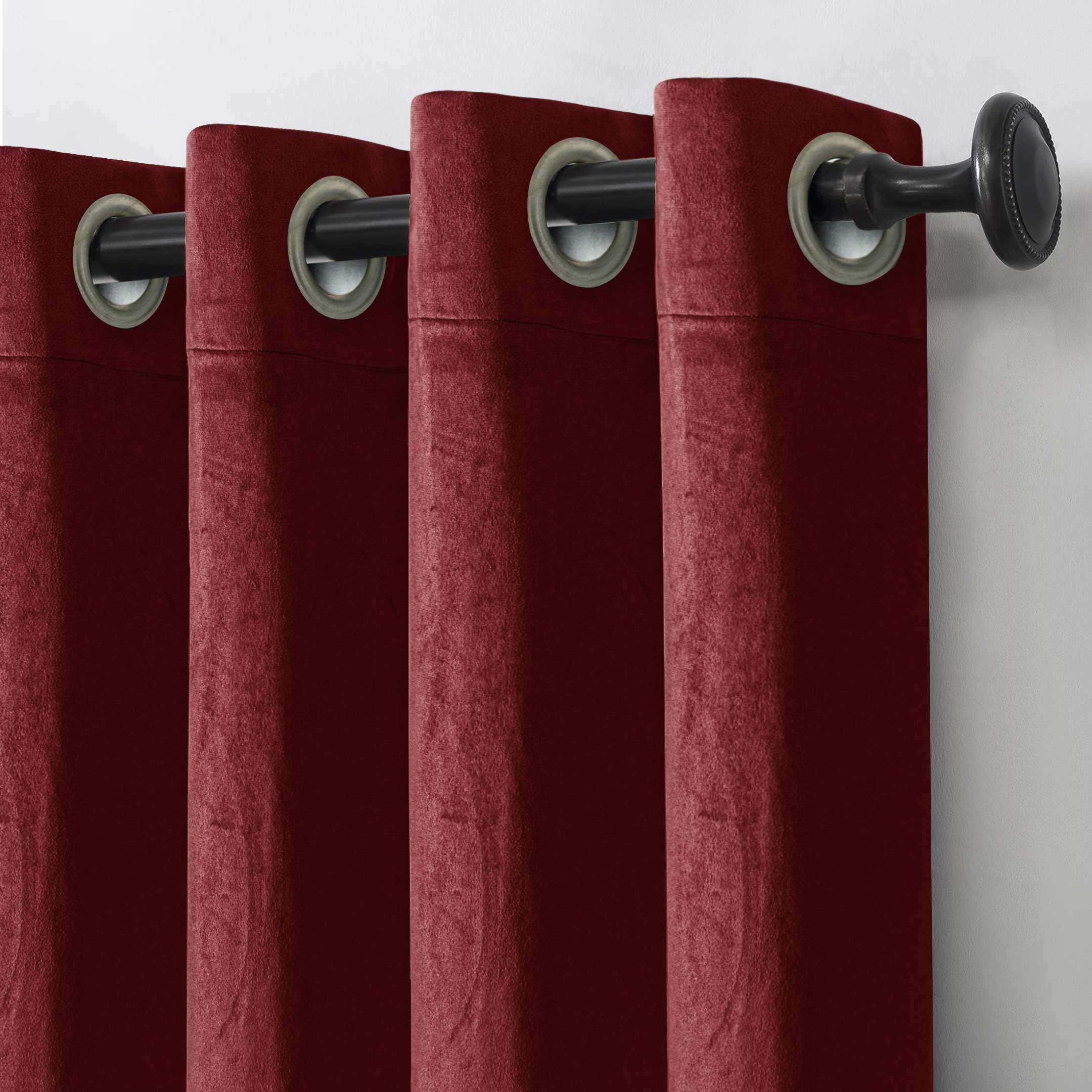 Ultra soft Grommet Top Velvet Curtain Burgundy