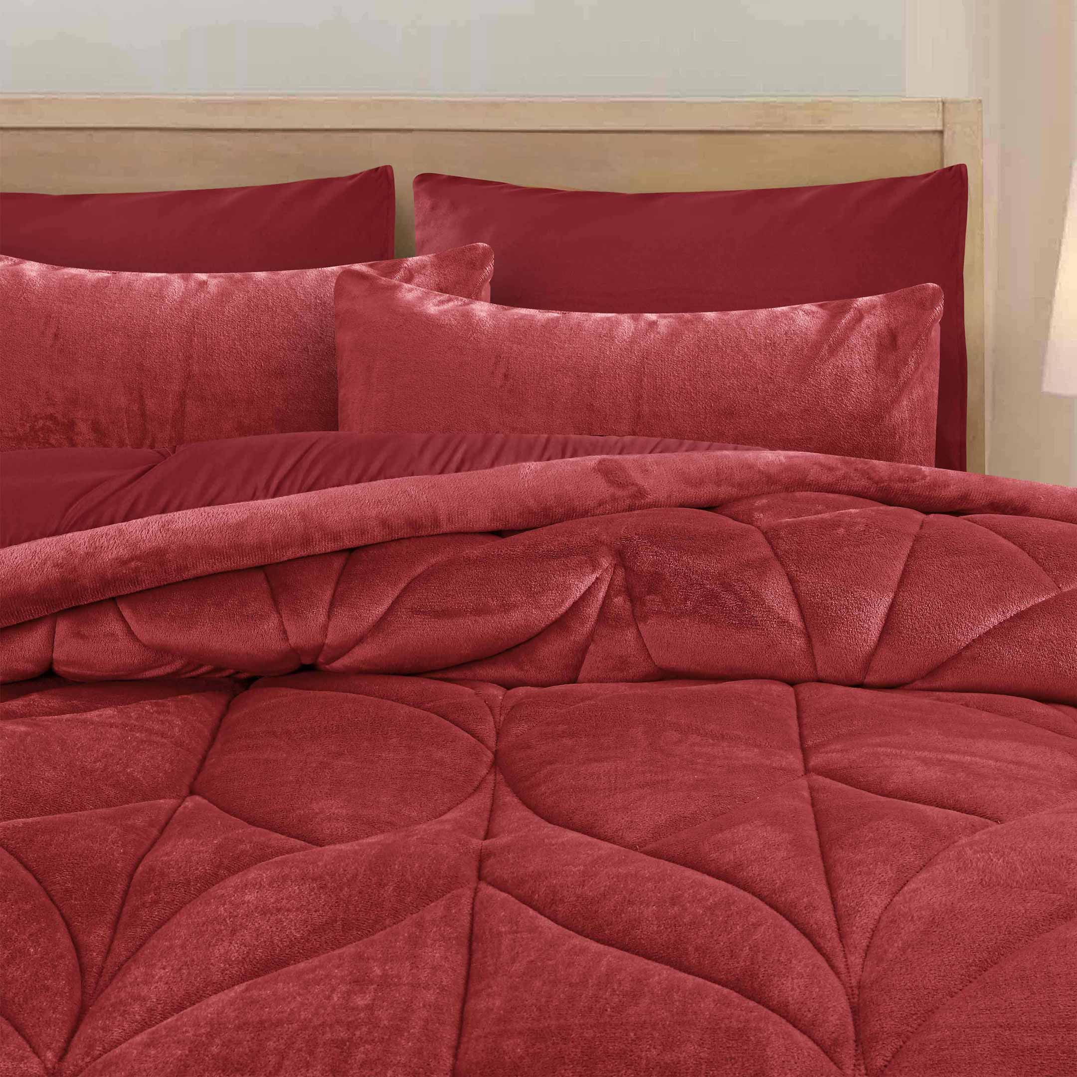 Diamond Puff Quilted 6pc Set-Burgundy