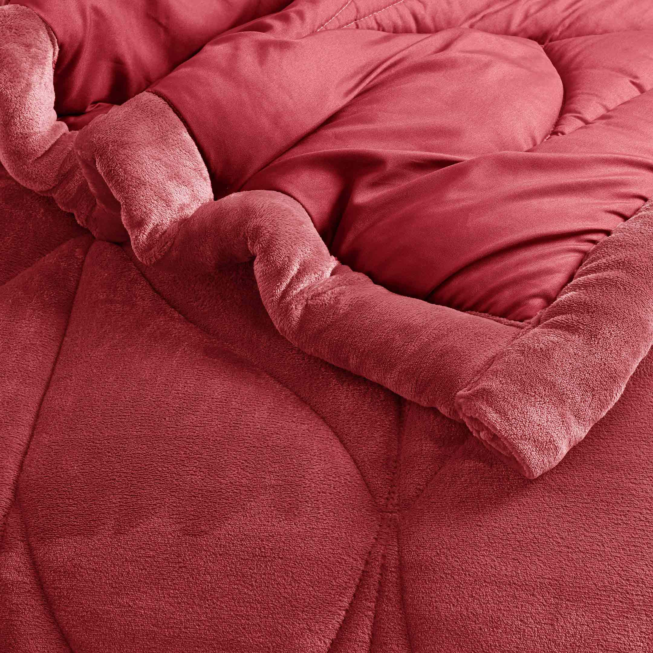 Diamond Puff Quilted 6pc Set-Burgundy