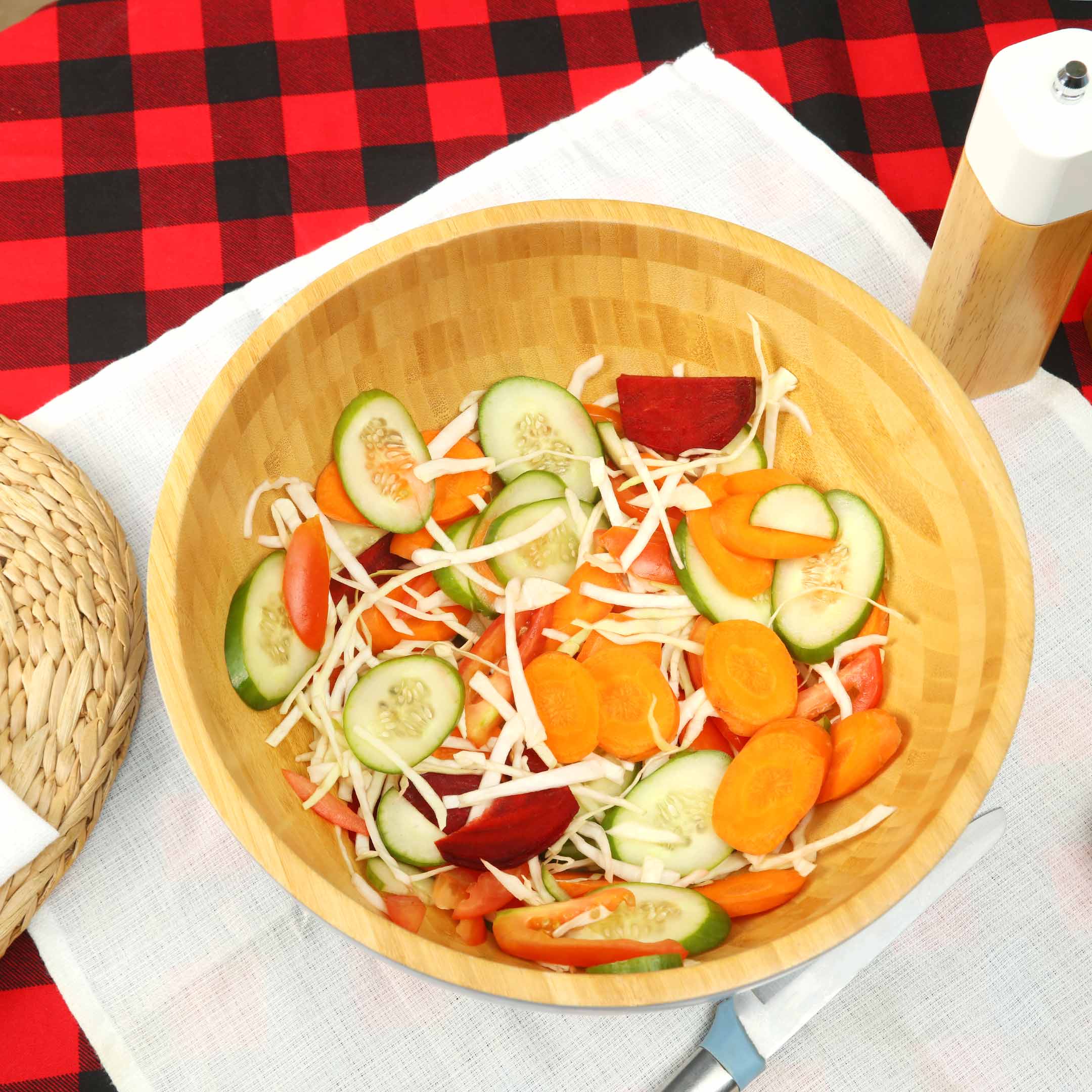 Eco-Friendly Bamboo Wood Salad & Noodles Bowl