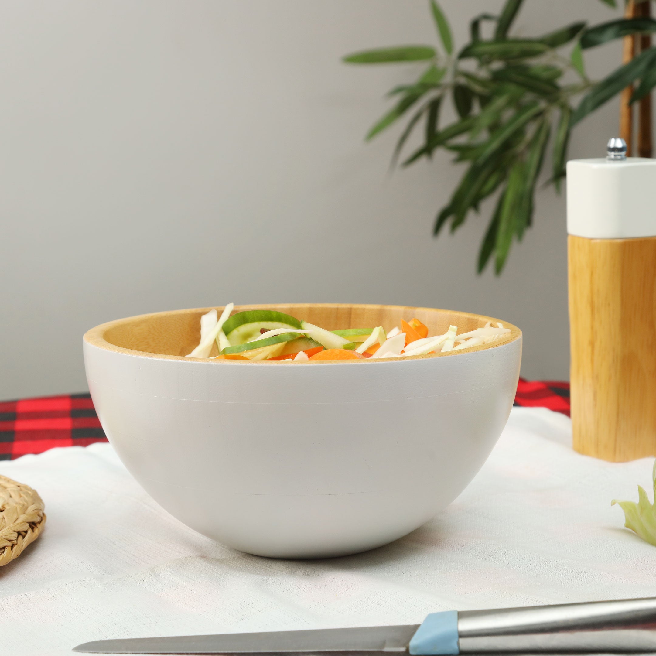 Eco-Friendly Bamboo Wood Salad & Noodles Bowl