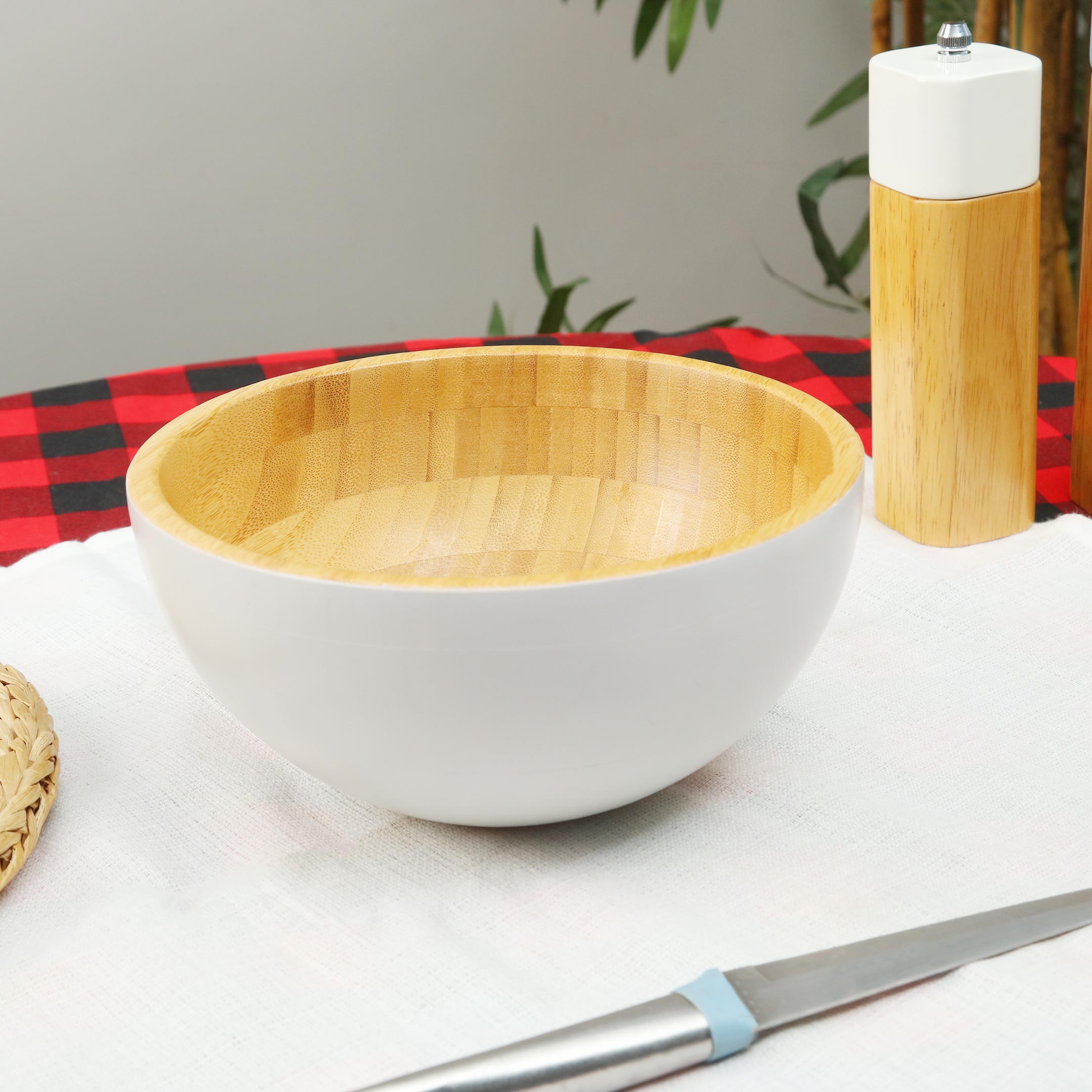 Eco-Friendly Bamboo Wood Salad & Noodles Bowl