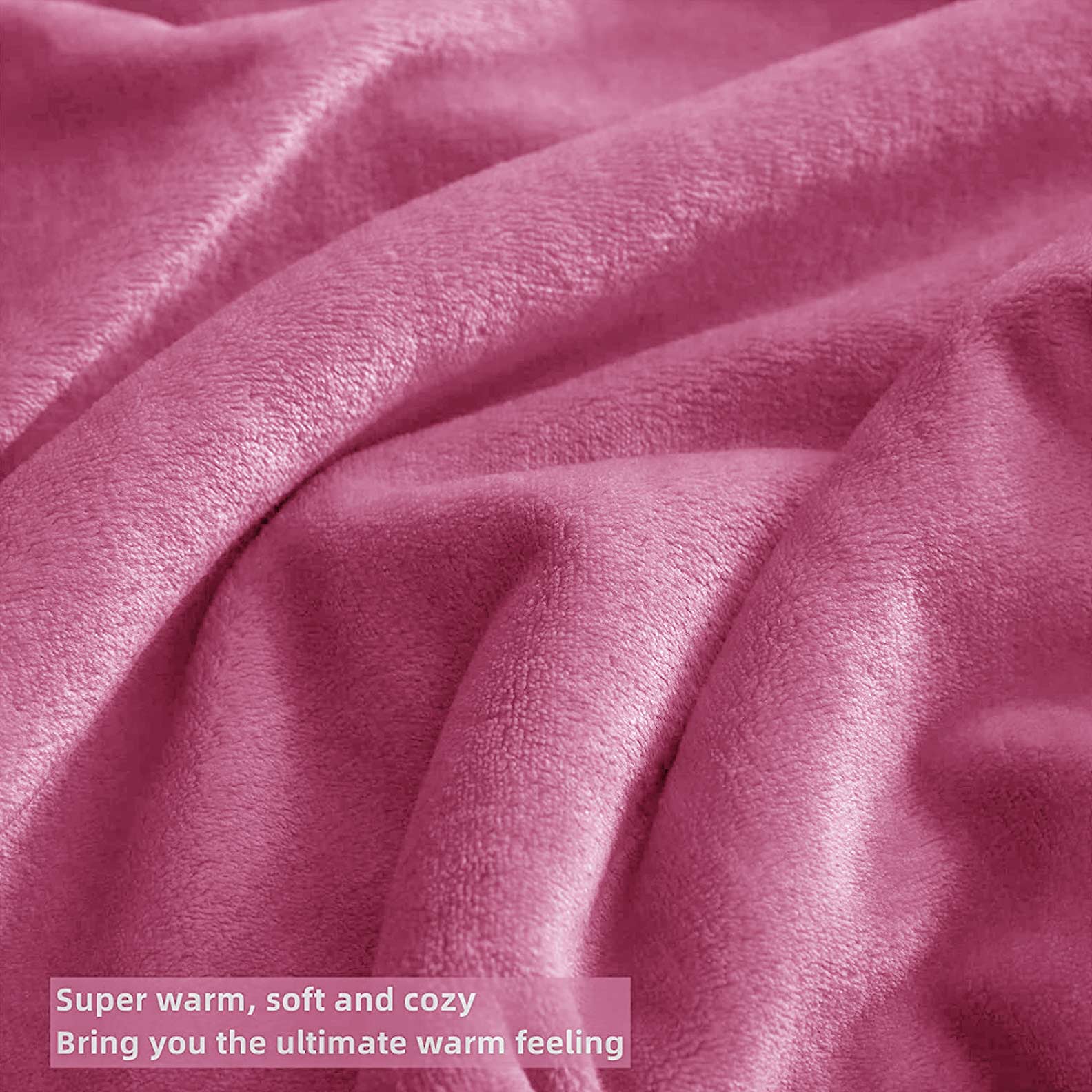 Fluffy Mink Fleece Throw Blanket- Hot Pink