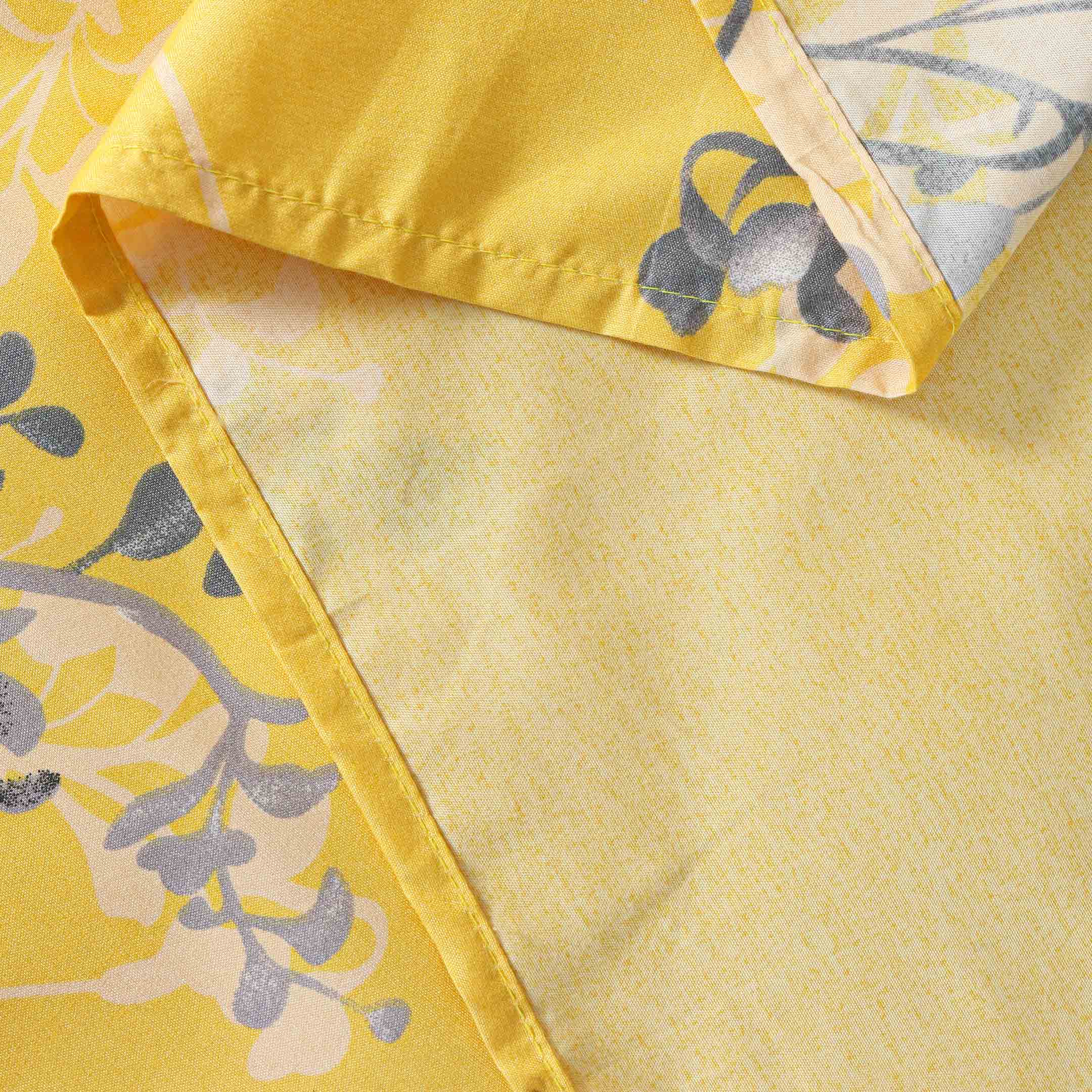 Floral Lorenza 3-Pcs Yellow Microfiber Flat Sheet Set