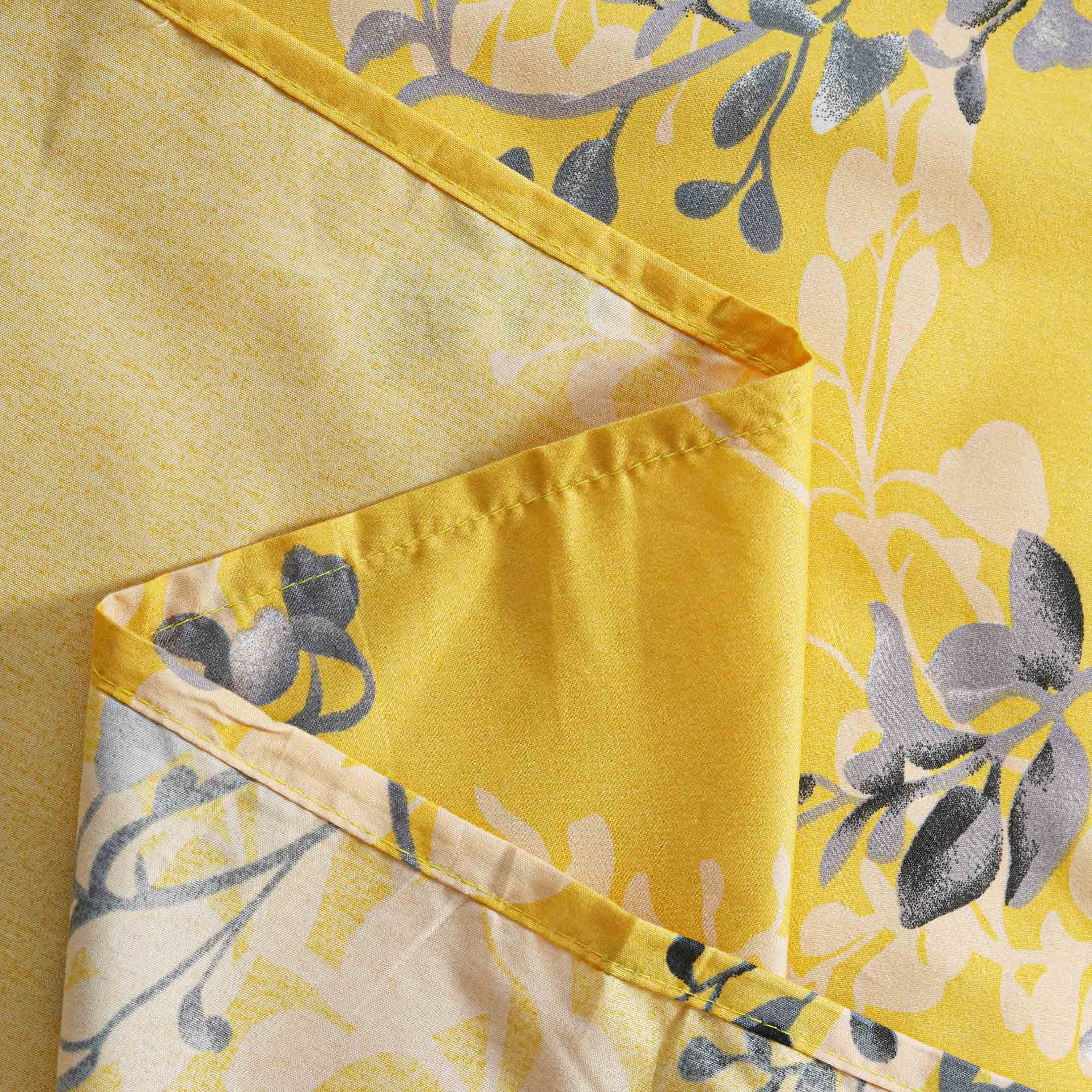 Floral Lorenza 3-Pcs Yellow Microfiber Flat Sheet Set