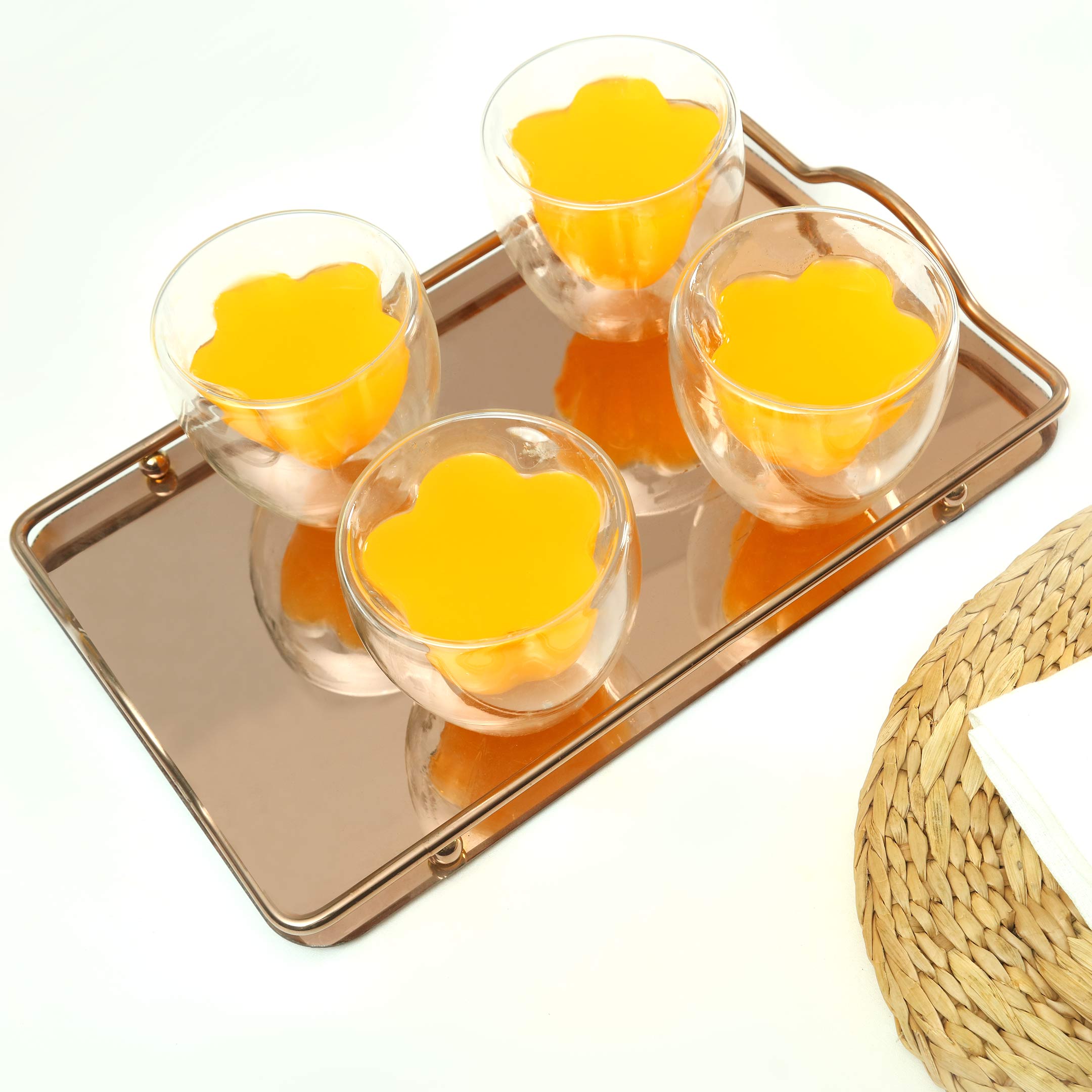 Glassware Serving Tray with Golden Handles