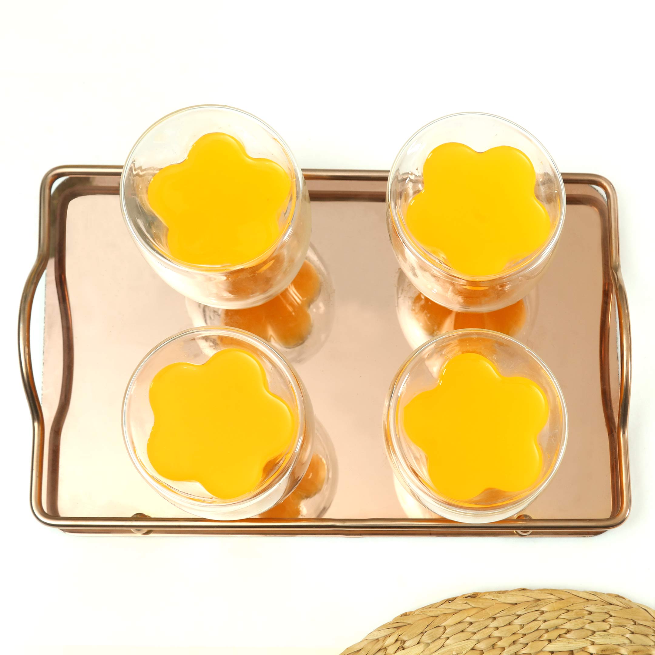 Glassware Serving Tray with Golden Handles