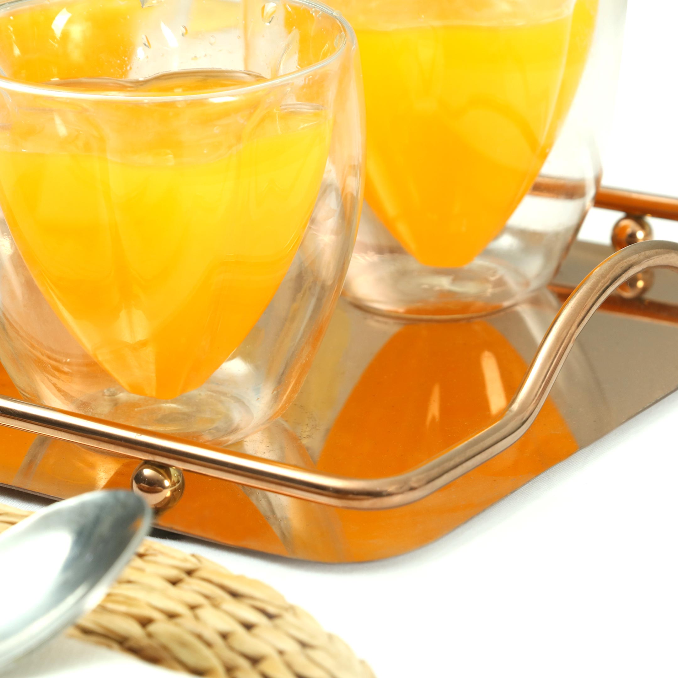 Glassware Serving Tray with Golden Handles