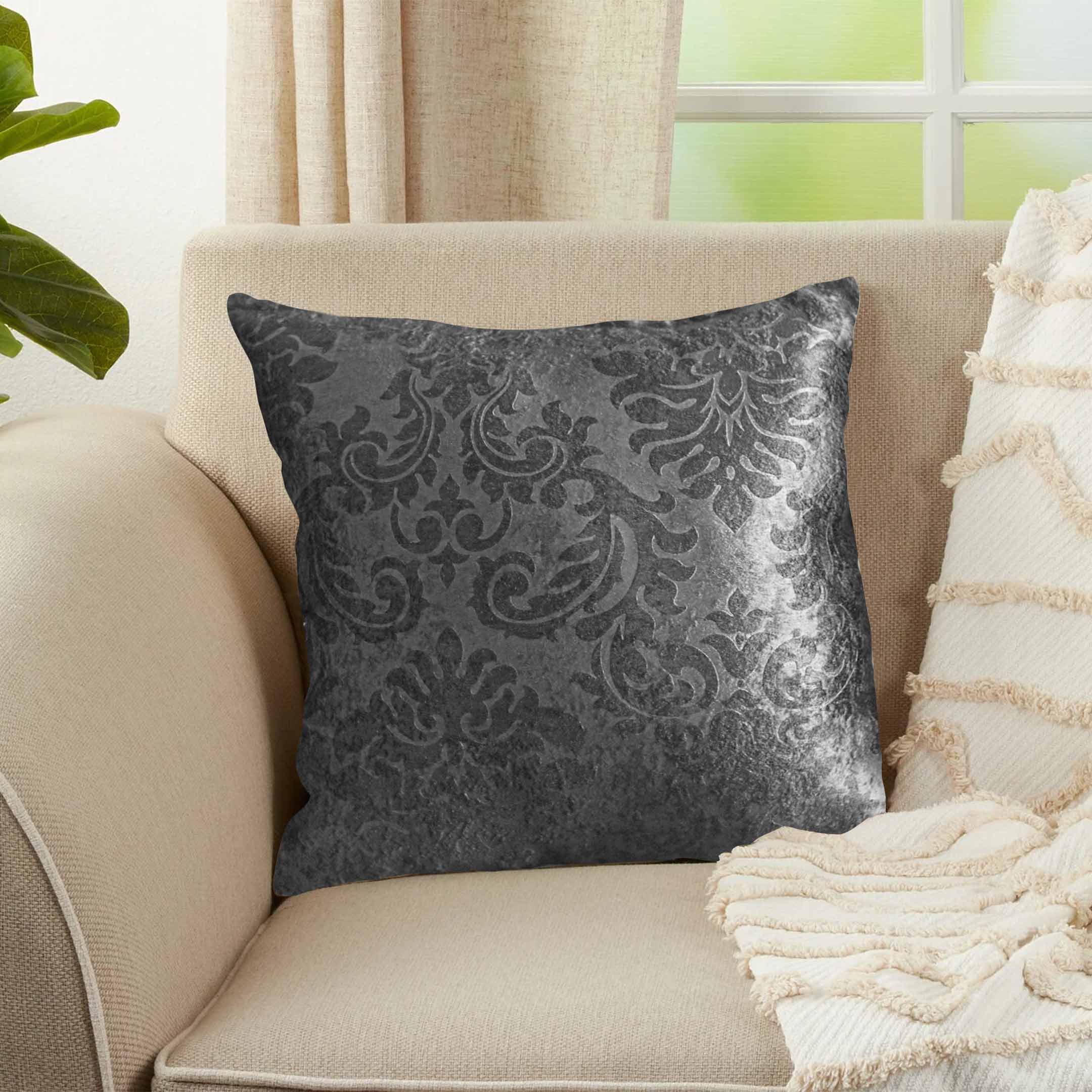 Weave Embossed Jacquard Cushion Cover Charcoal
