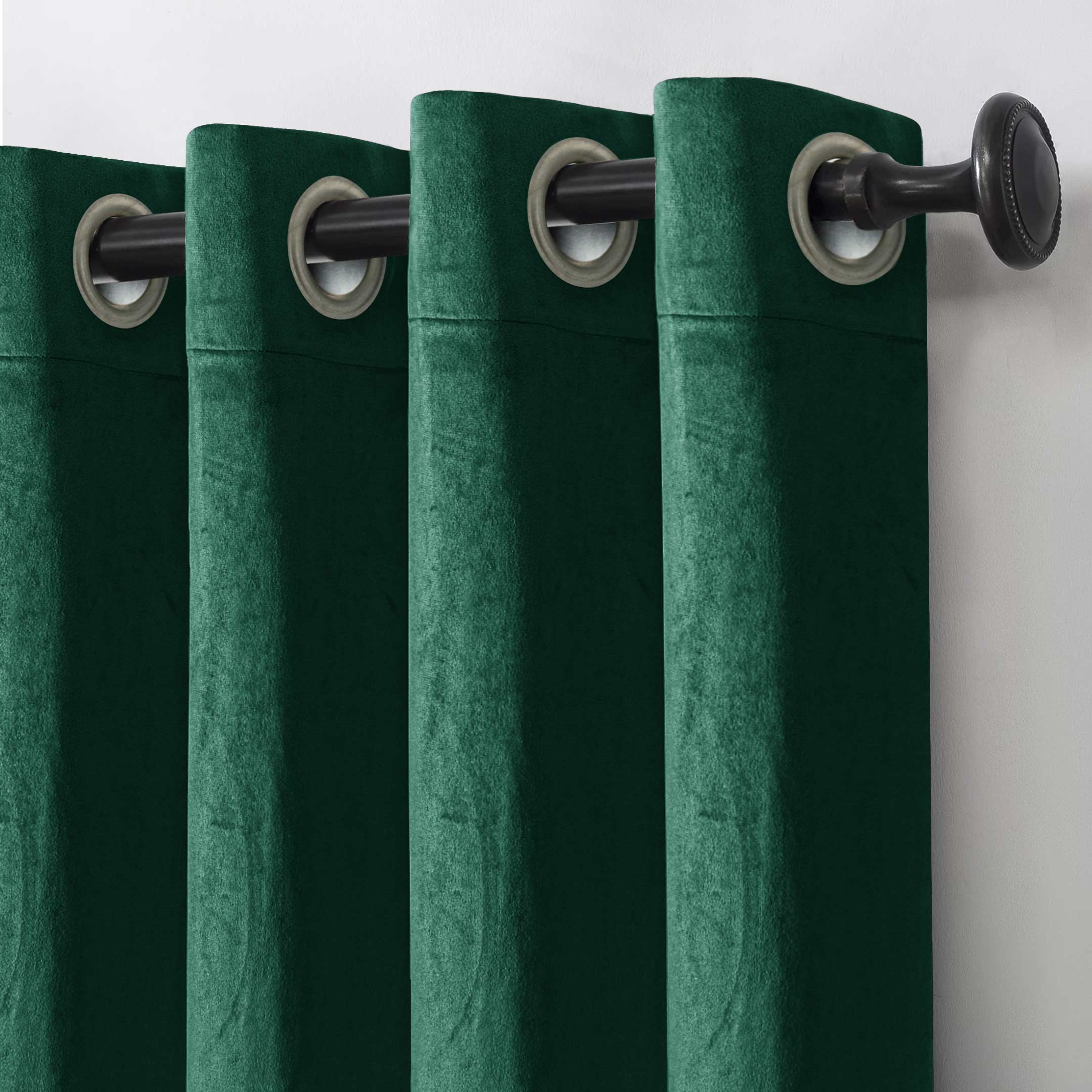 Ultra soft Grommet Top Velvet Curtain Green