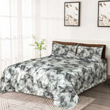 Grey N White Marble Pattern Microfiber 3-Pcs Bedsheet Set King Size