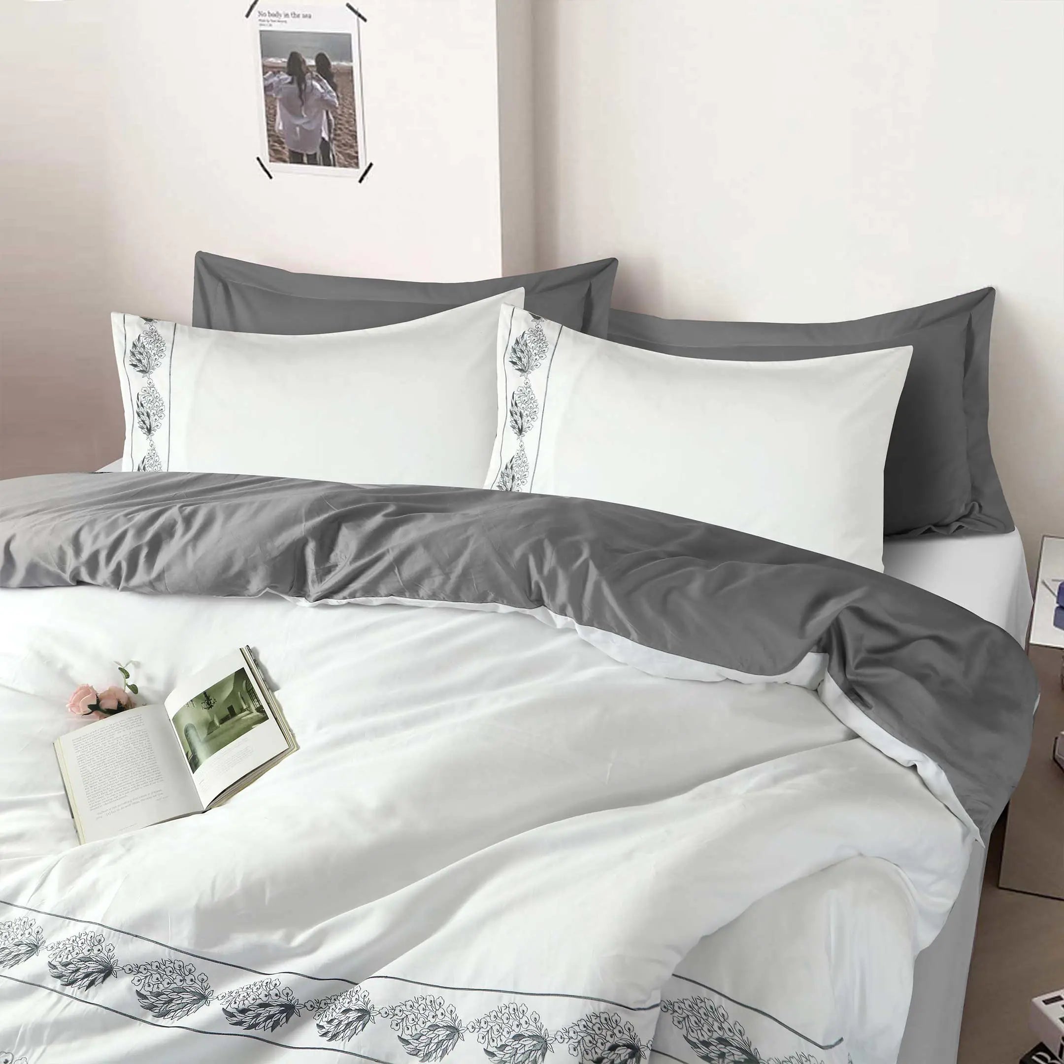 Greyveil Serenity Ensemble Embroidered Duvet Cover