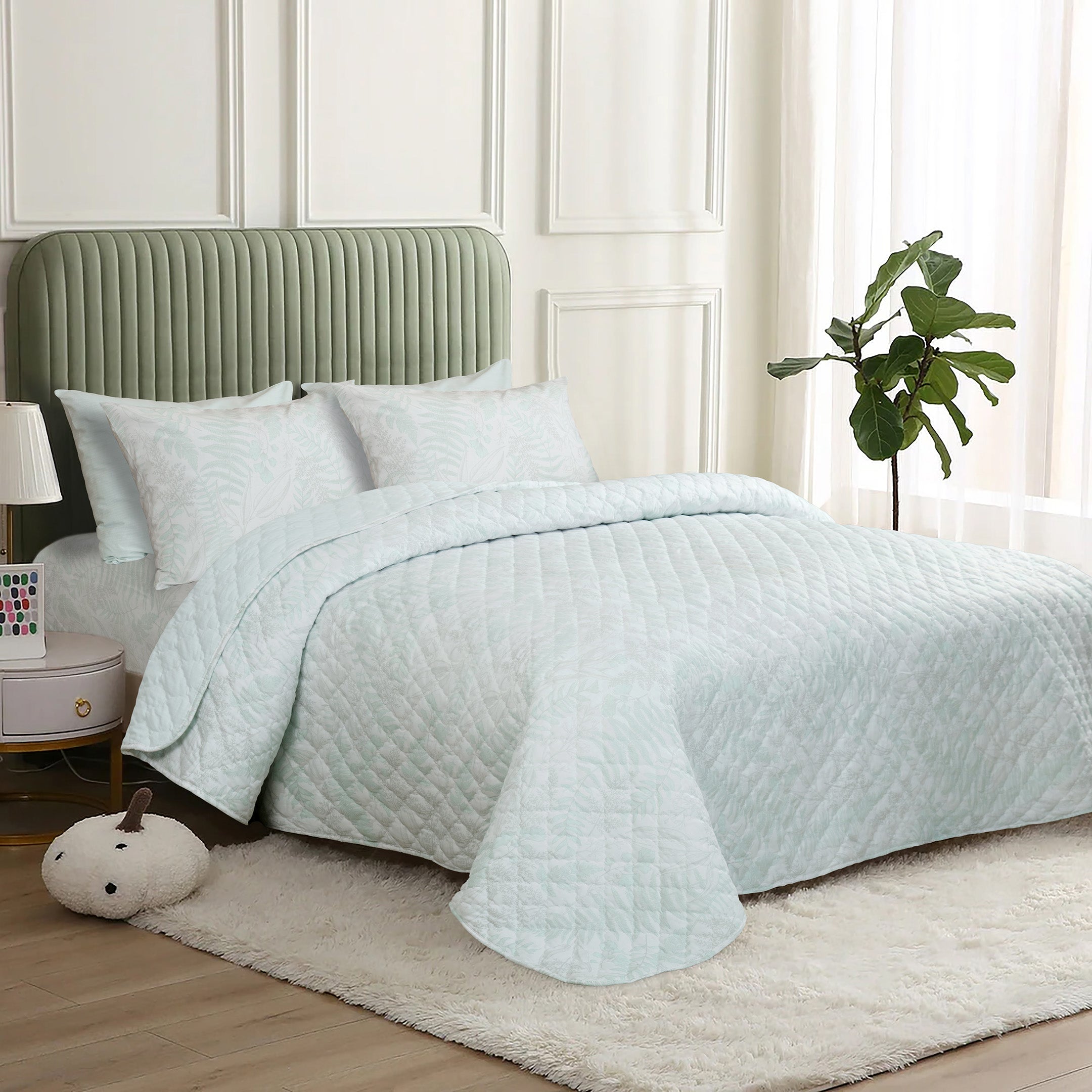 Floral Harmony Quilted Bedspread 6PCS Set