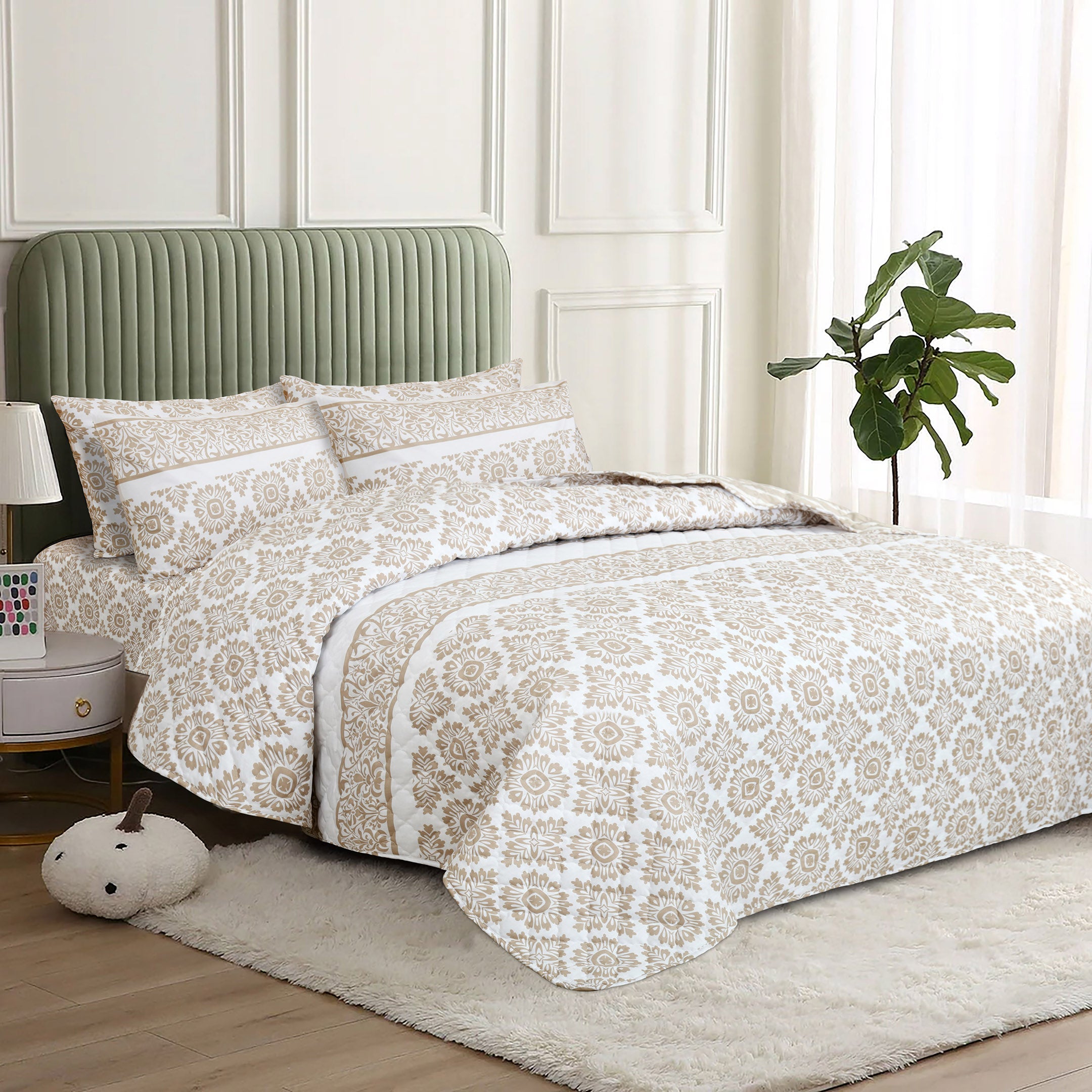 Vintage Blossom Quilted Bedspread 6PCS Set