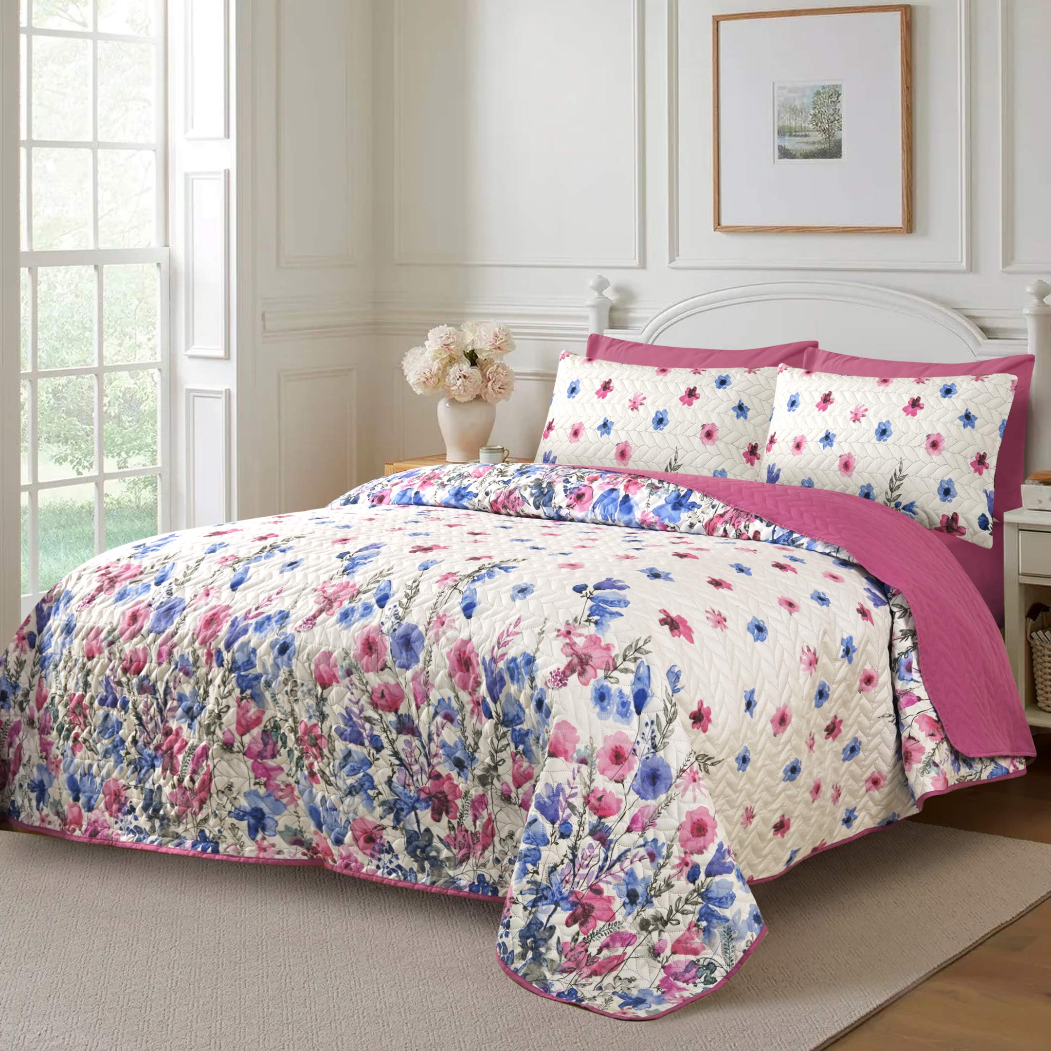 Lavender Bloom Bedspread 6 pcs Set