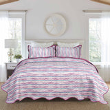Lavender Orchid Stripes Bedspread 6 pcs Set