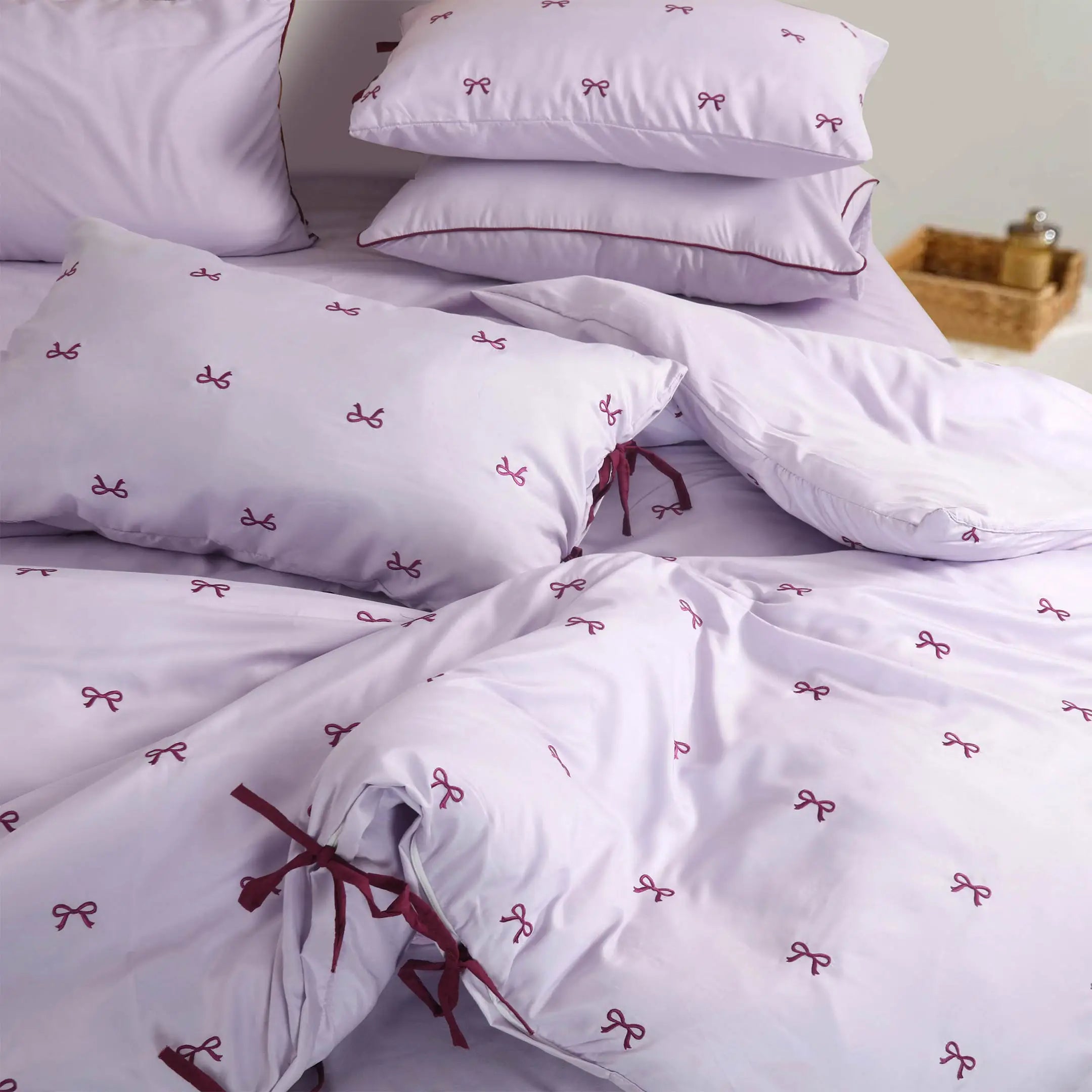 Lavender Bows Duvet Cover Set