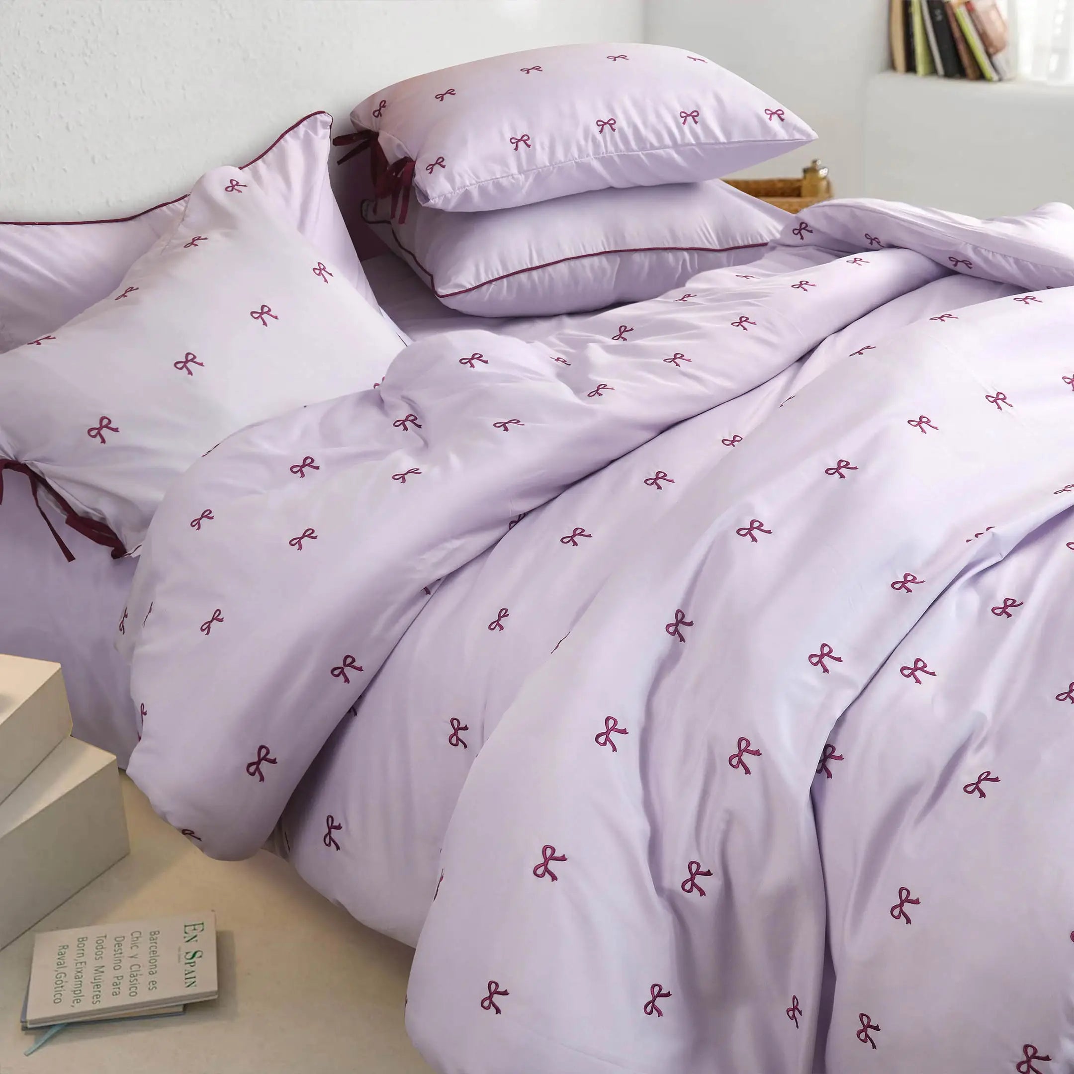 Lavender Bows Duvet Cover Set