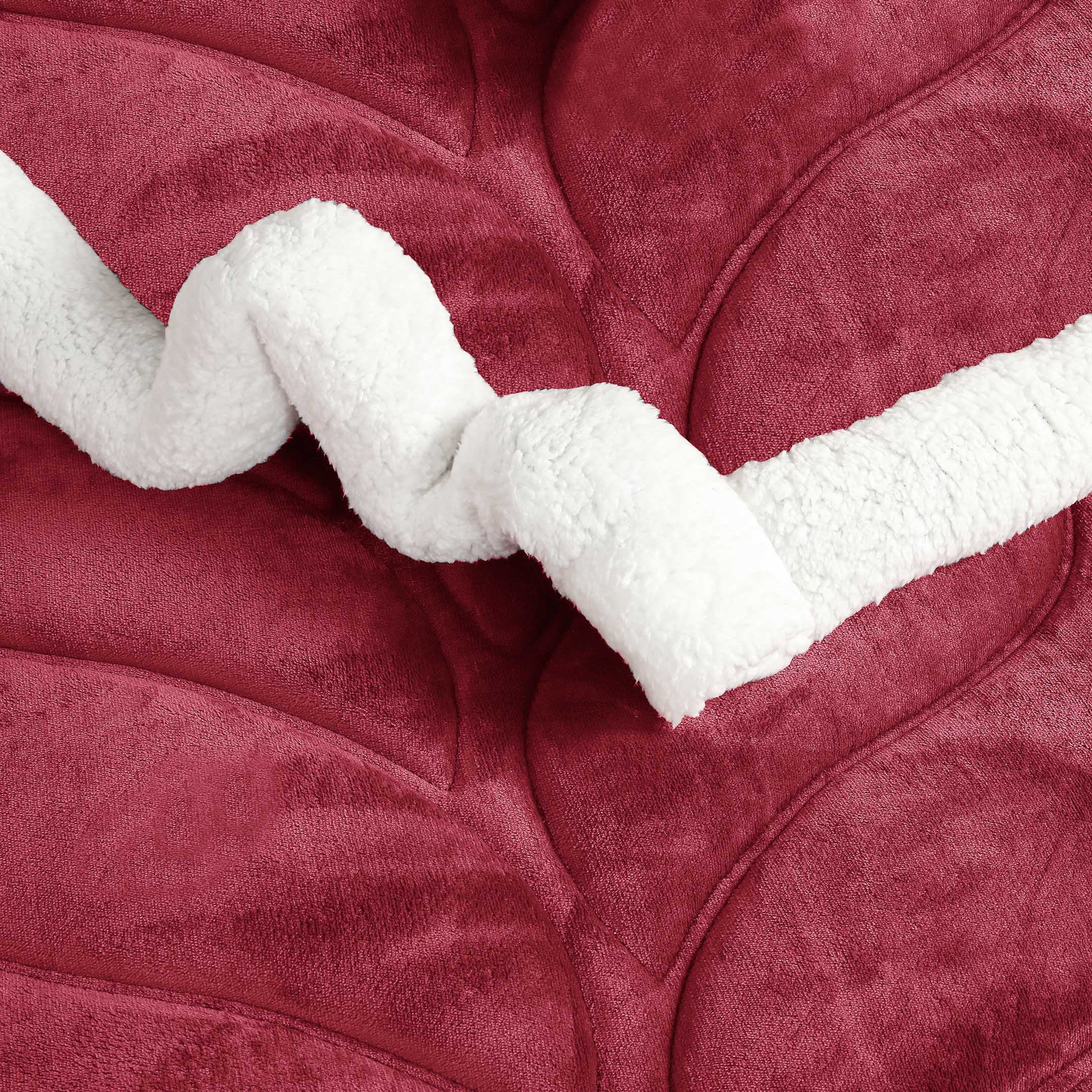 Heavy Weighted Plain Fleece & Sherpa 7pcs Bedding Set-Maroon