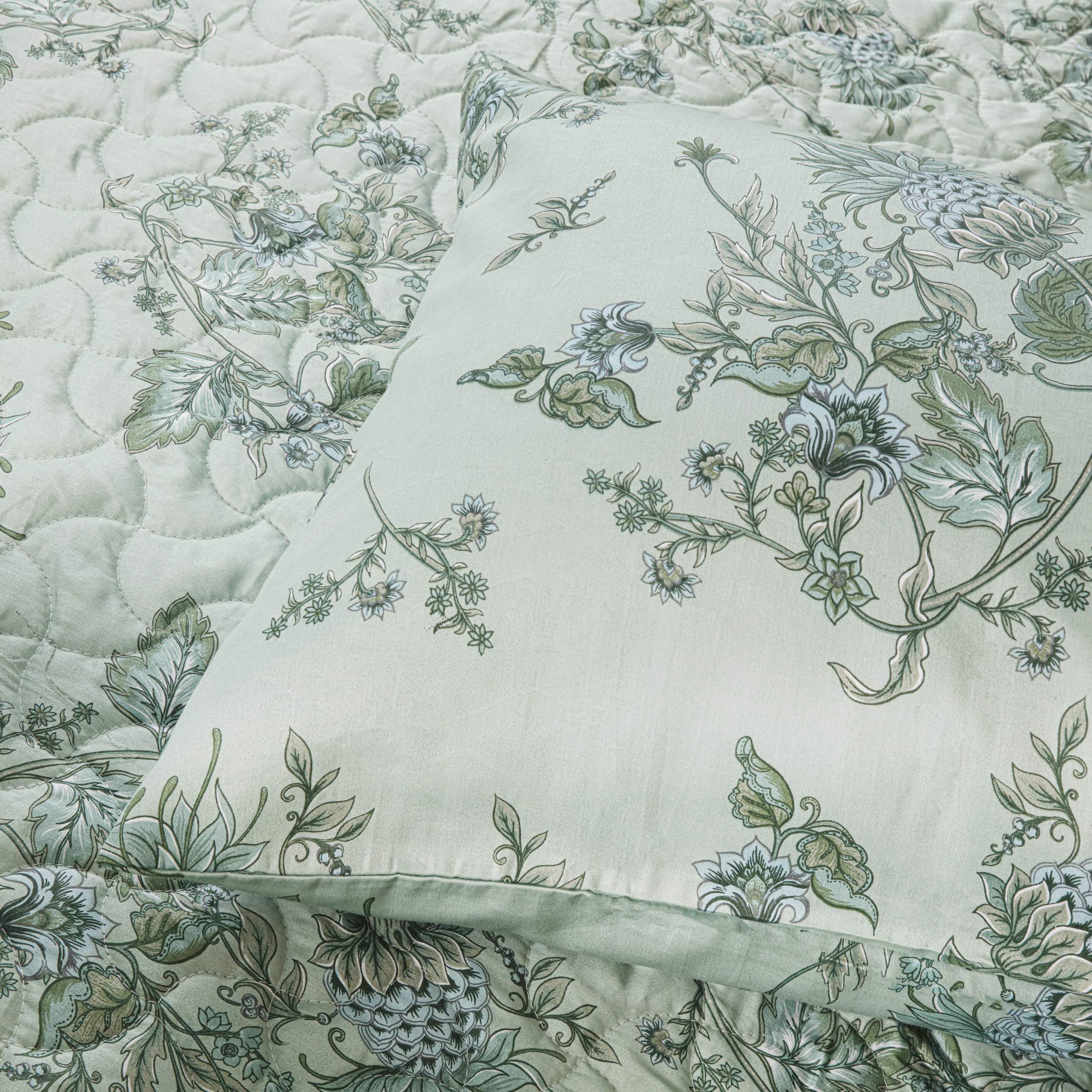 Misty Bloom Quilted Summer Bedspread 3PCS Set