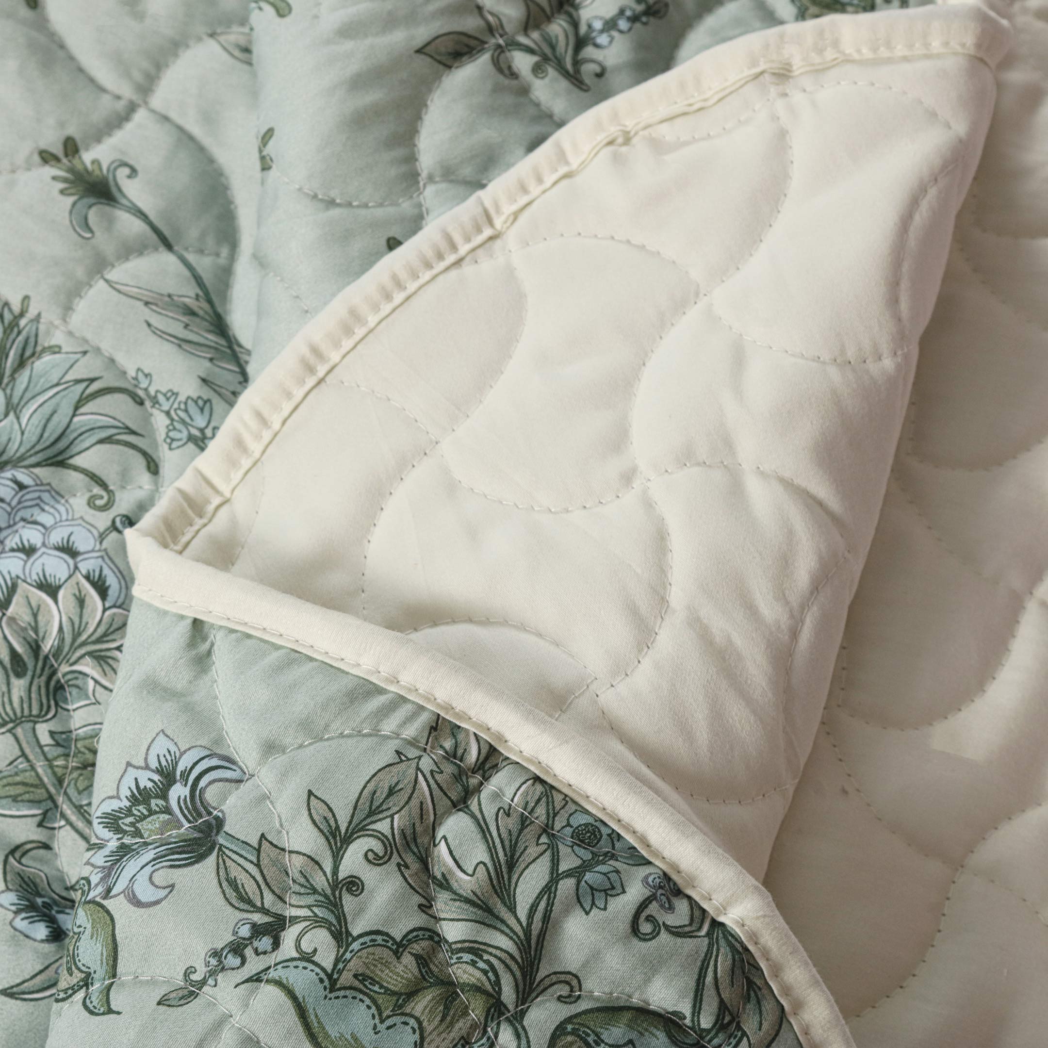 Misty Bloom Quilted Summer Bedspread 3PCS Set