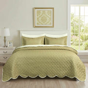 Moss Green Quilted Summer Bedspread 6PCS Set