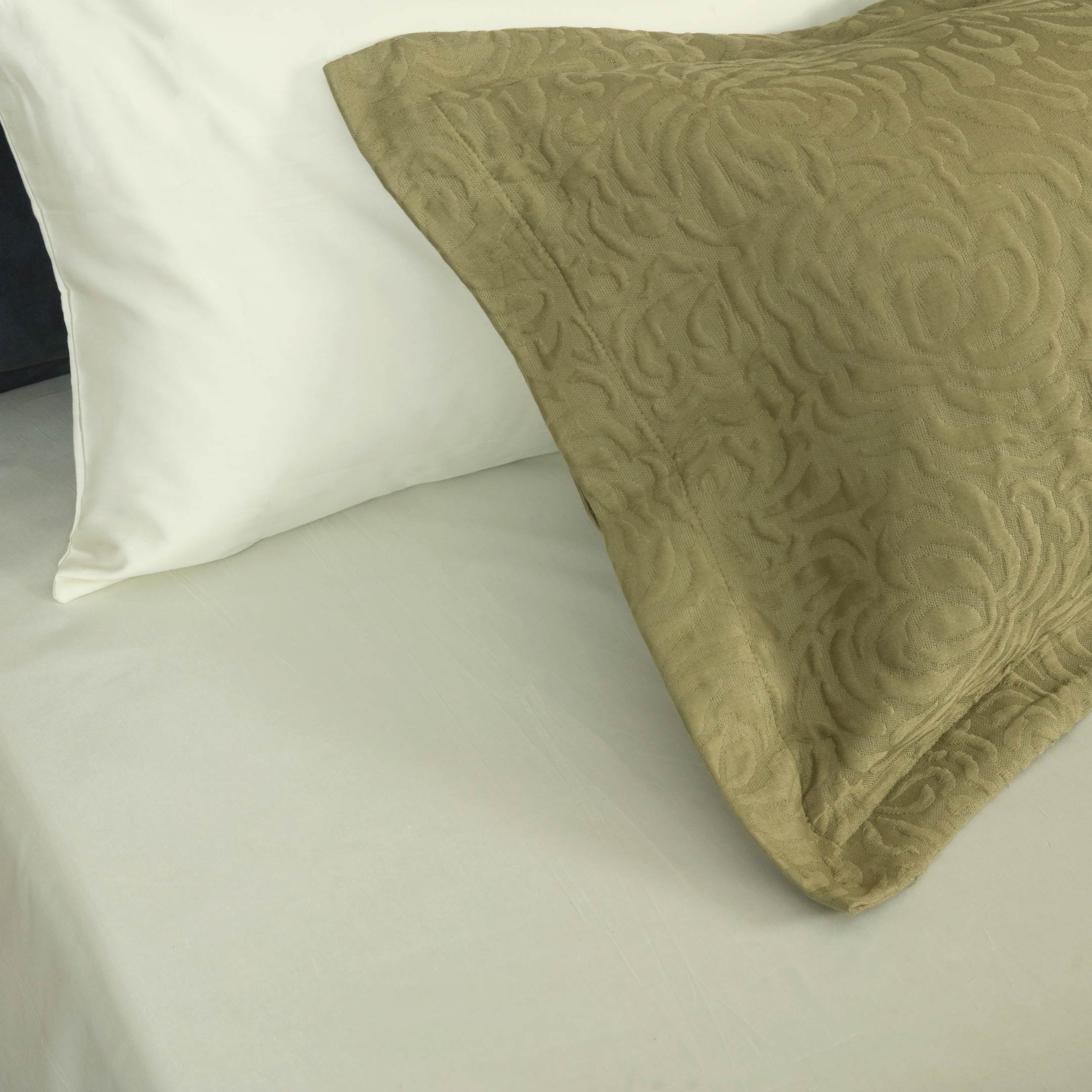 Moss Green Quilted Summer Bedspread 6PCS Set