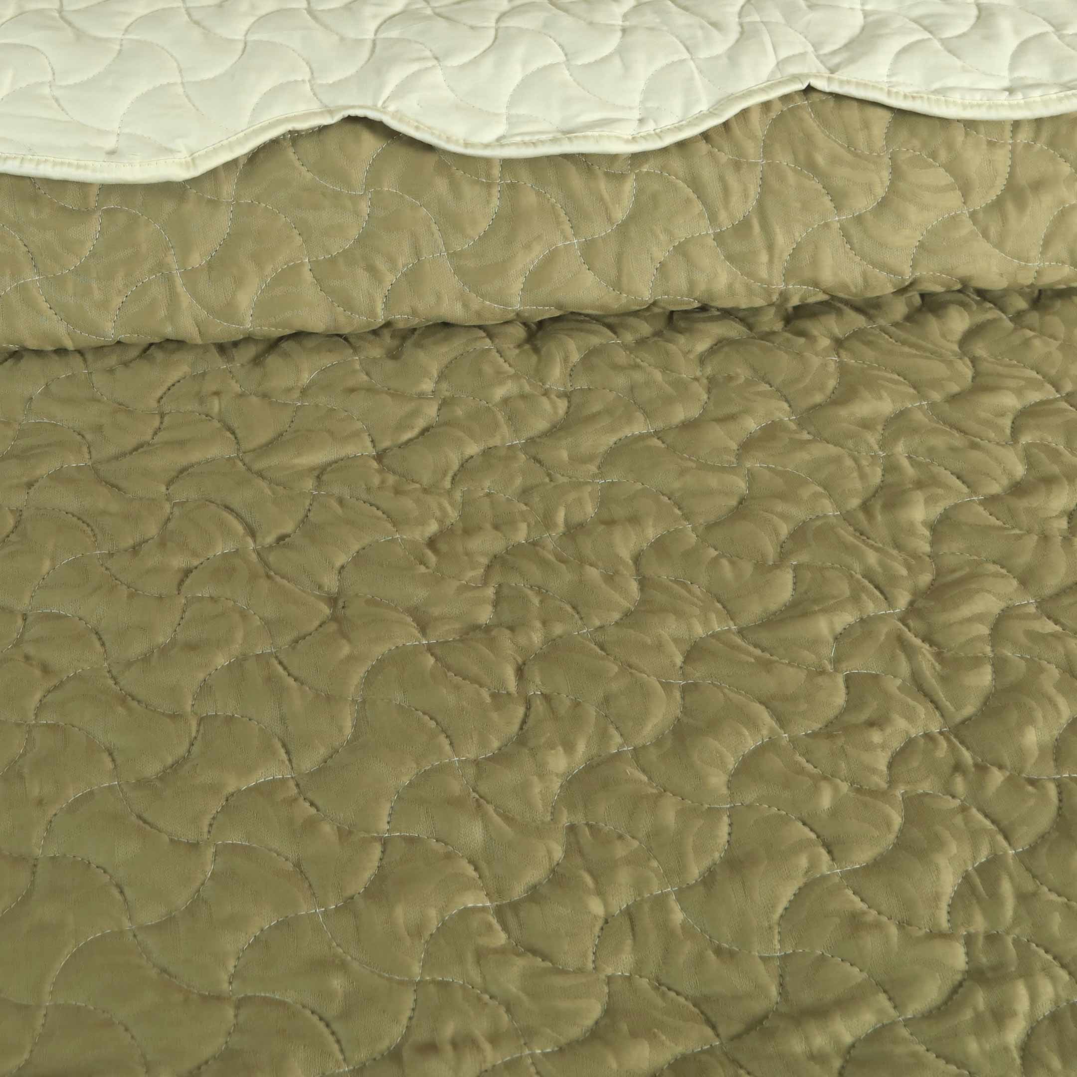 Moss Green Quilted Summer Bedspread 6PCS Set