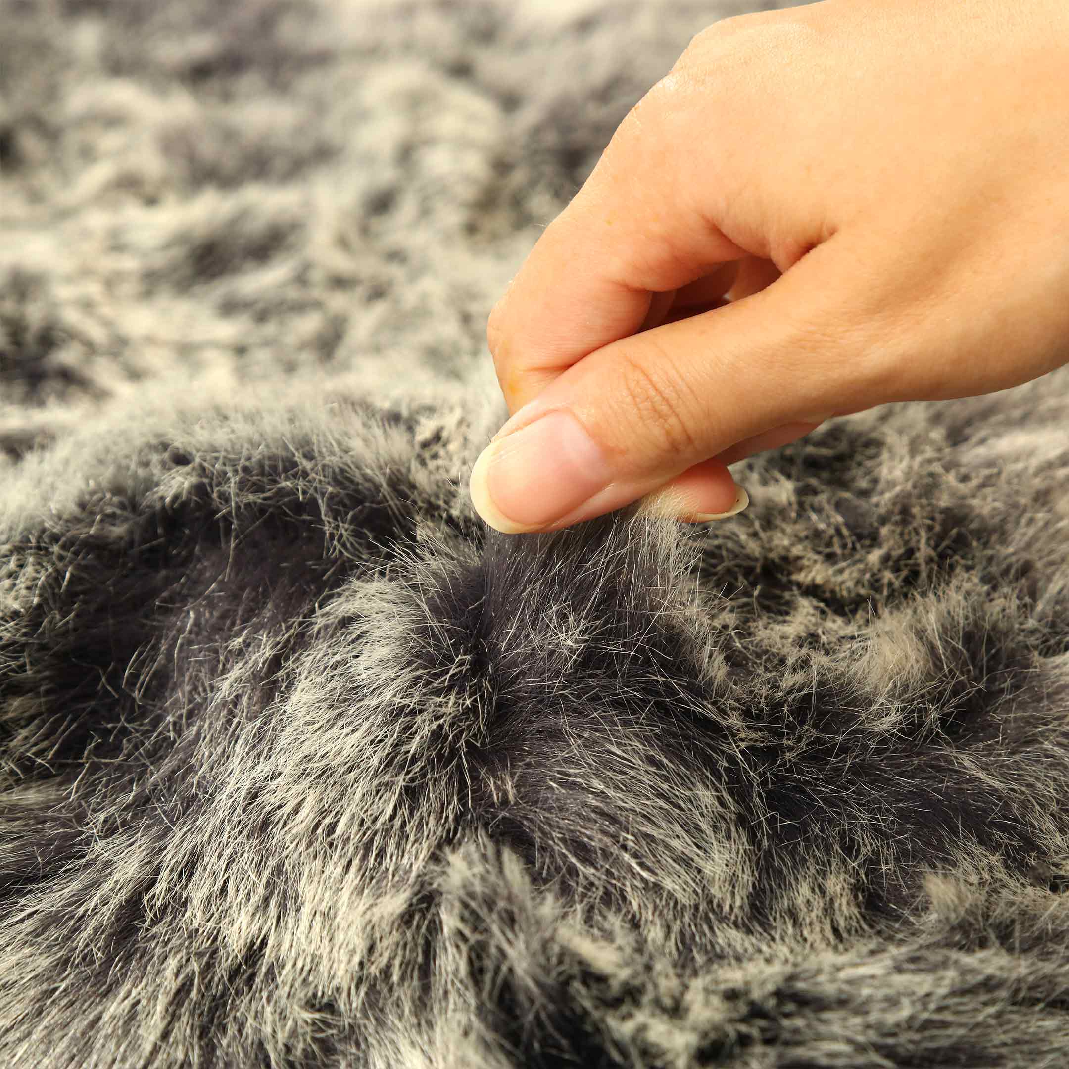 Non-Shedding Round Shaggy Rug Husky Grey