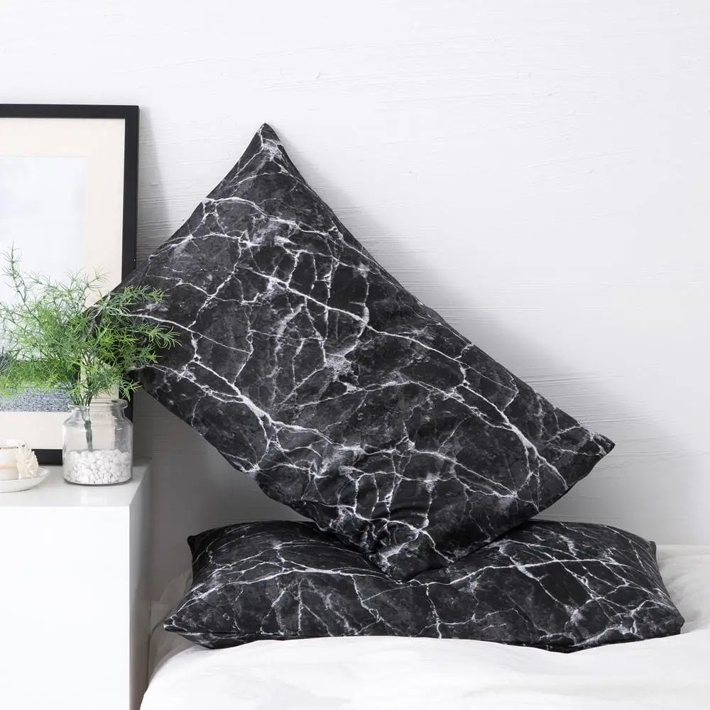 Nero Marquina Marble Design Microfiber Duvet Cover Set