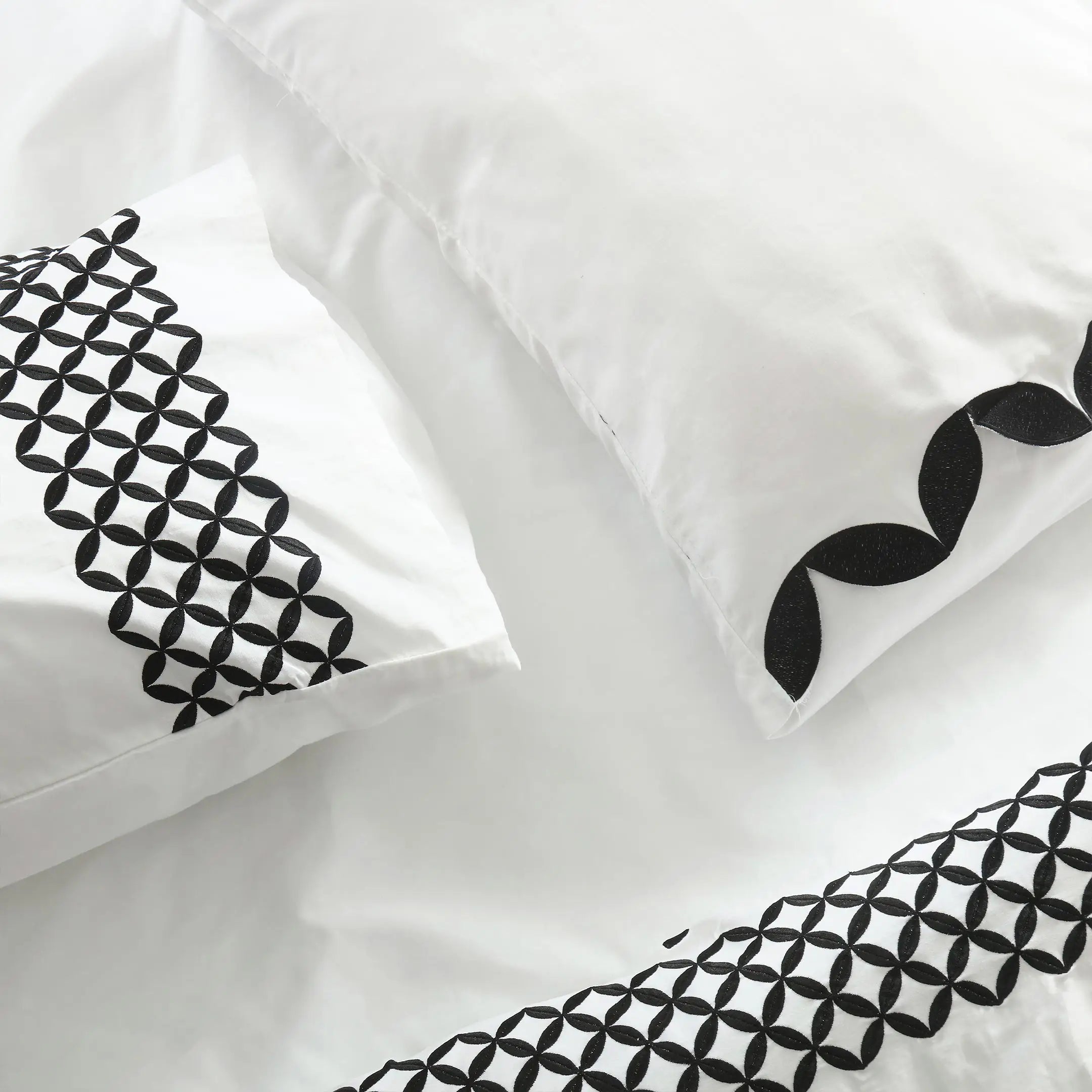 Noir Grid Elegance Embroidered Duvet Cover