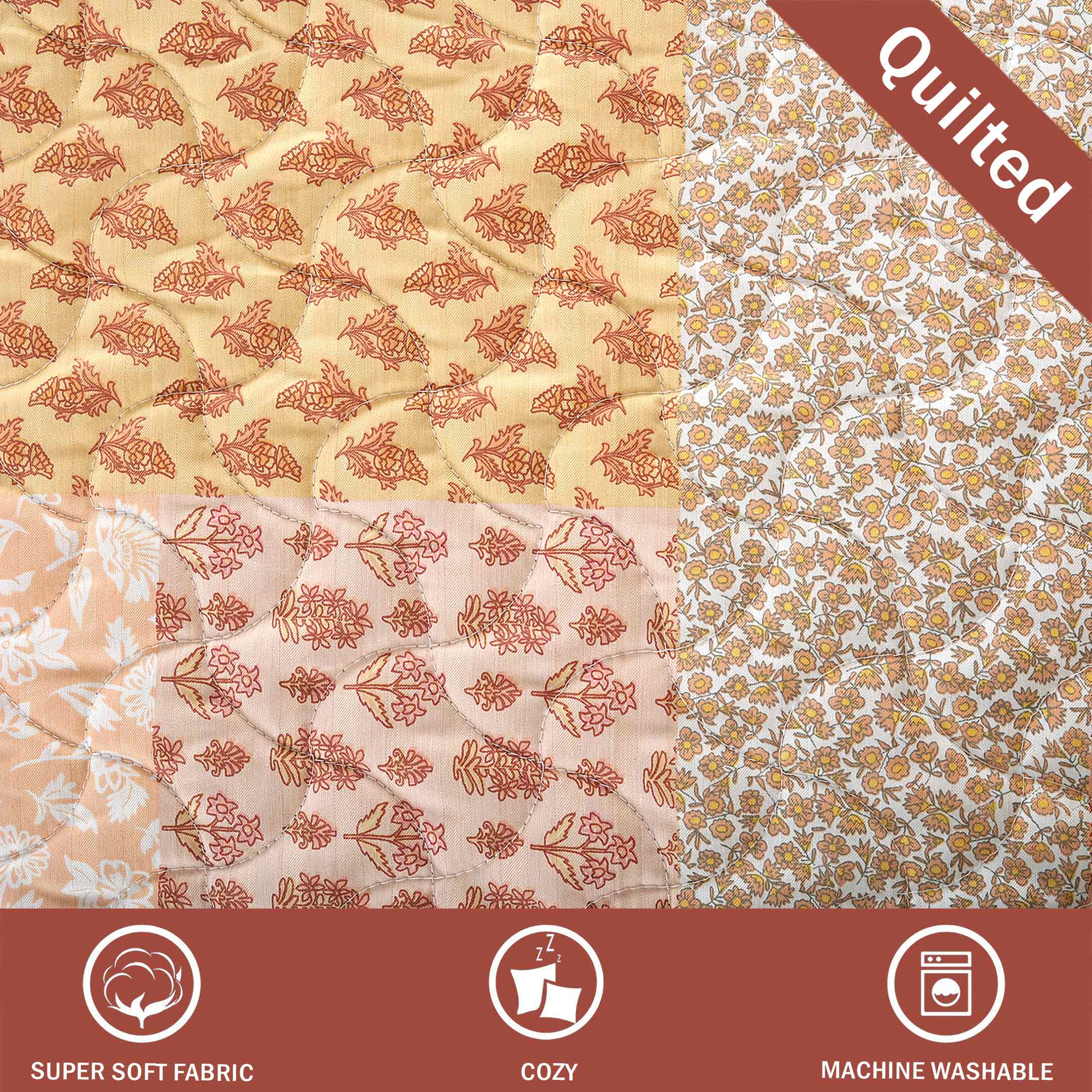 Peach Petal Parade Bedspread 6 pcs Set