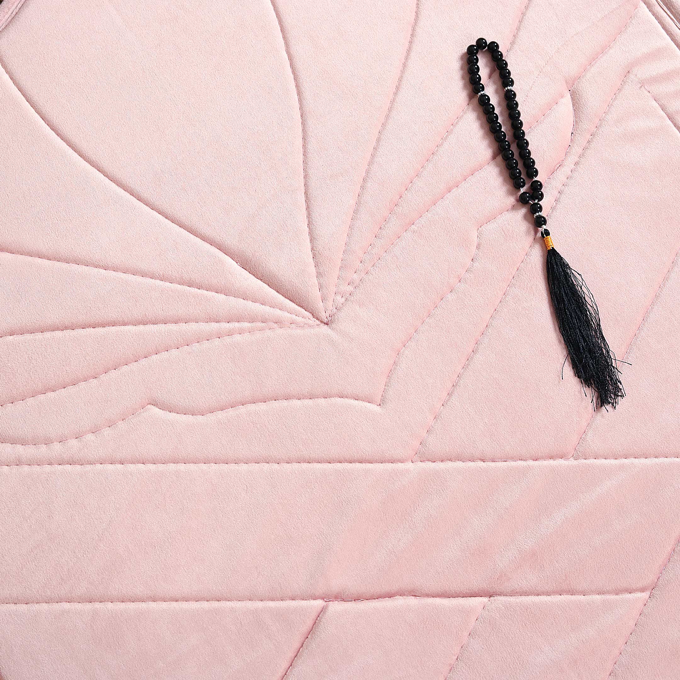 Turkish Style Quilted Velvet Padded Prayermat Pink