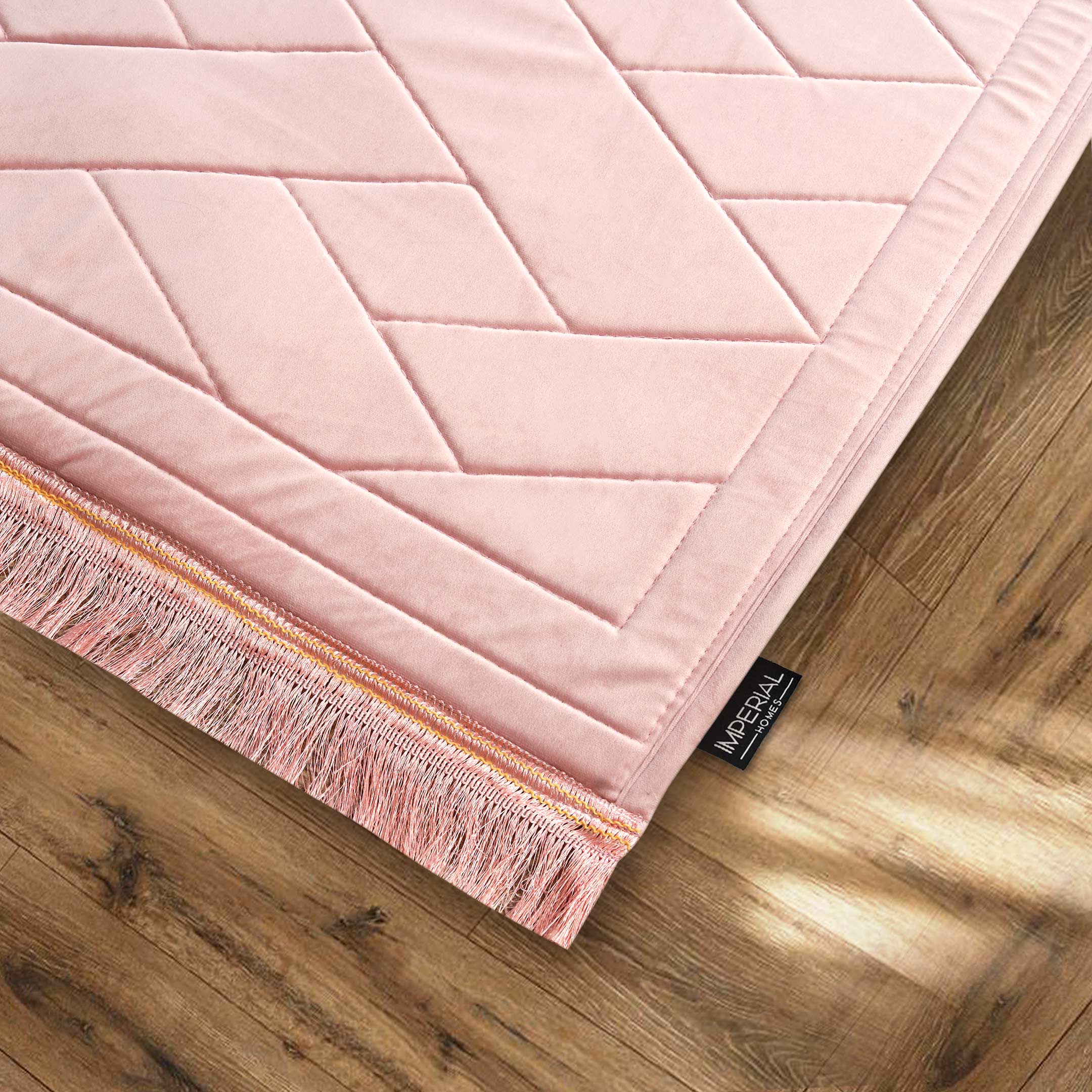 Turkish Style Quilted Velvet Padded Prayermat Pink