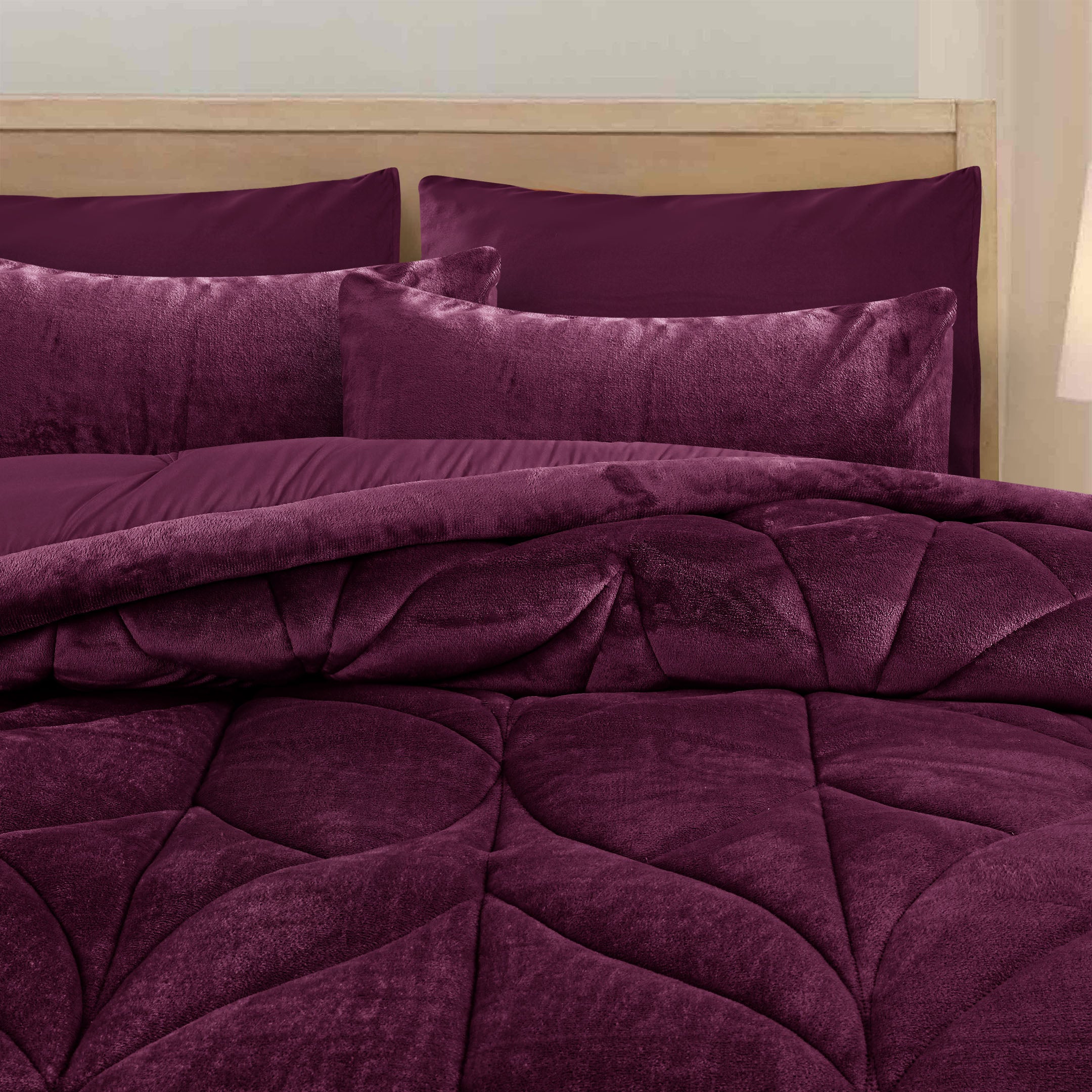 Diamond Puff Quilted 6pc Set-Plum