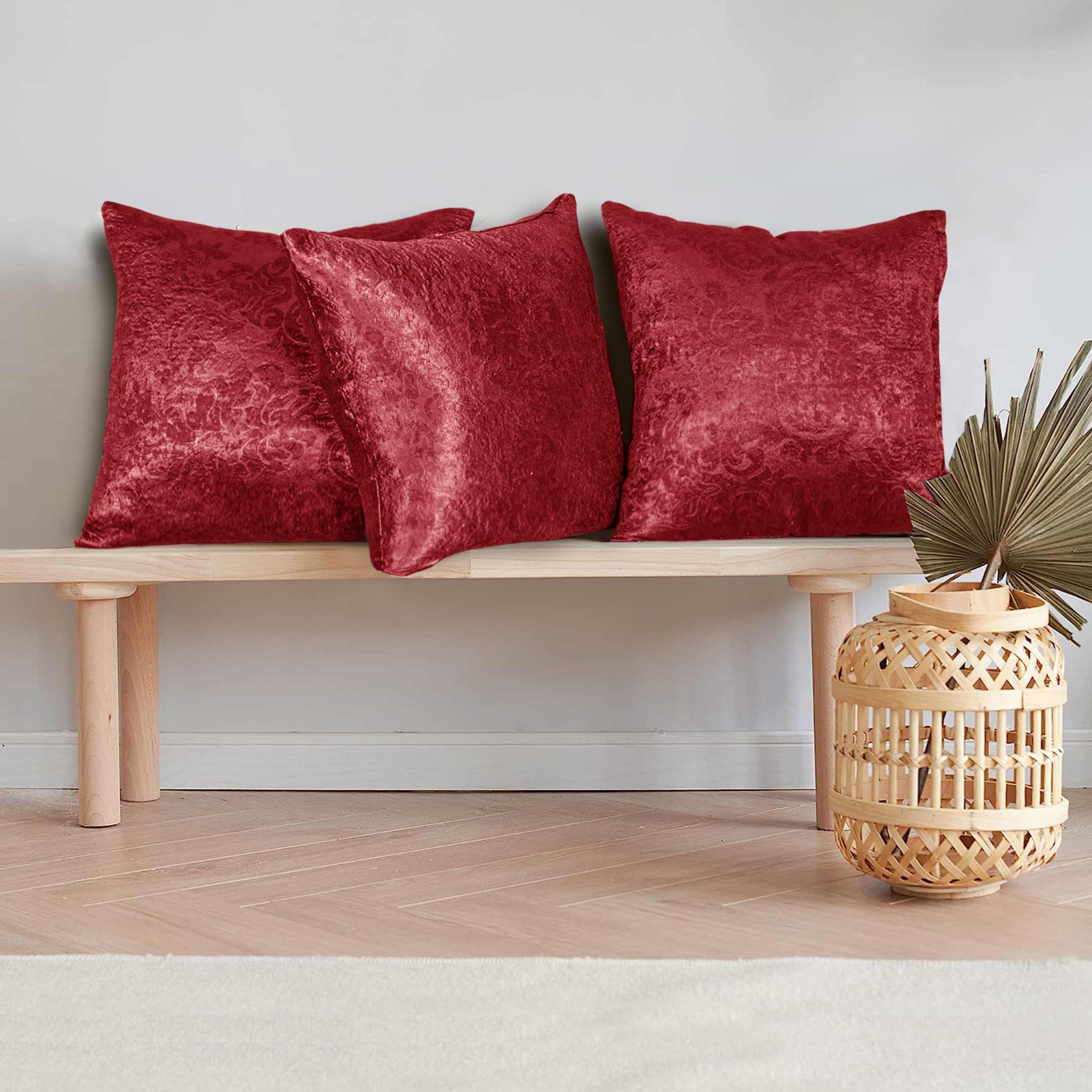 Weave Embossed Jacquard Cushion Cover Burgundy